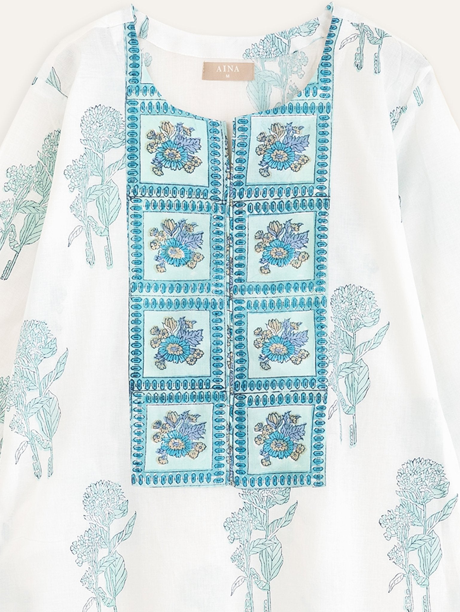 Elizabeth Cotton Block Printed Straight Kurta - AINA