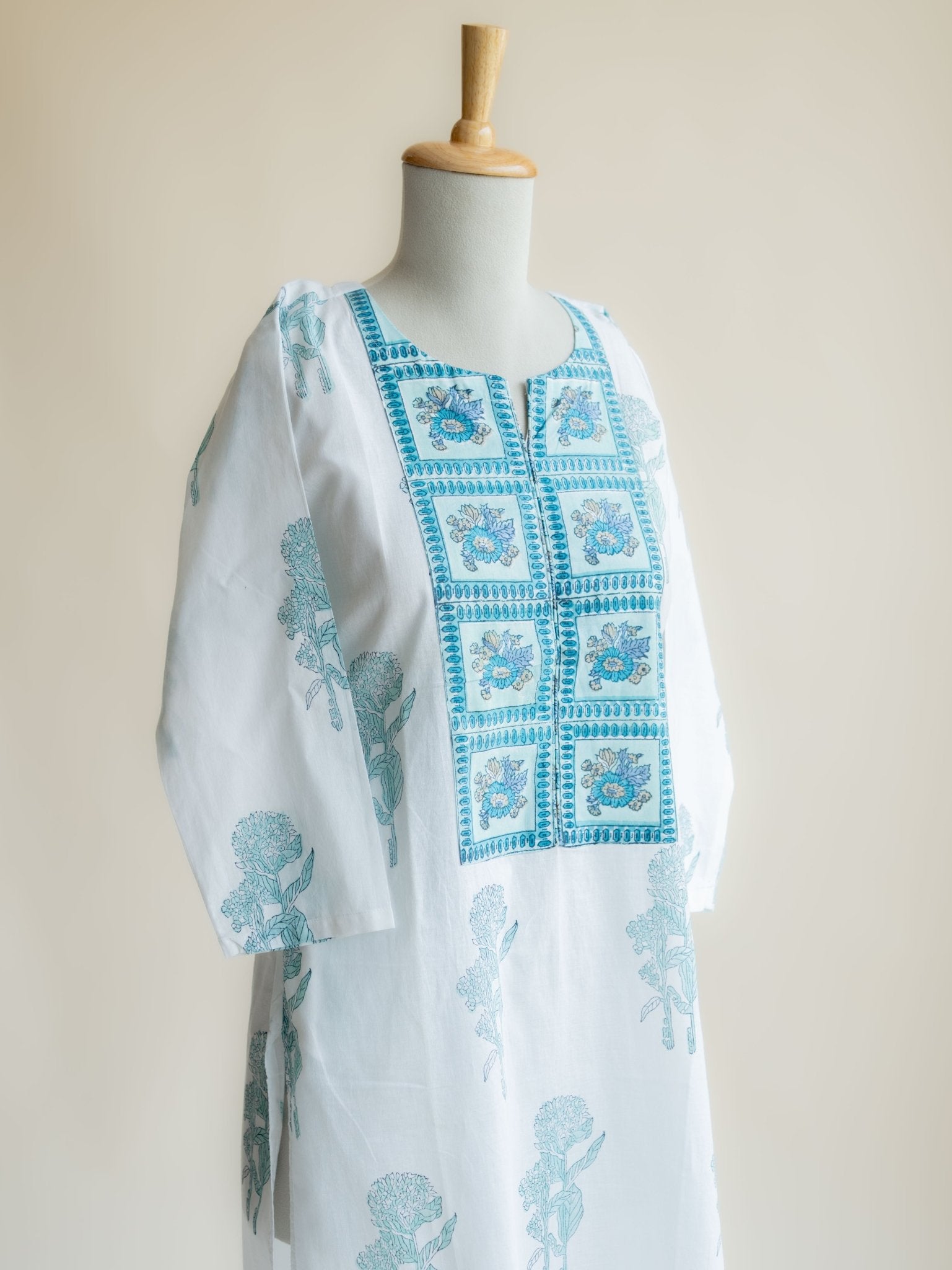 Elizabeth Cotton Block Printed Straight Kurta - AINA