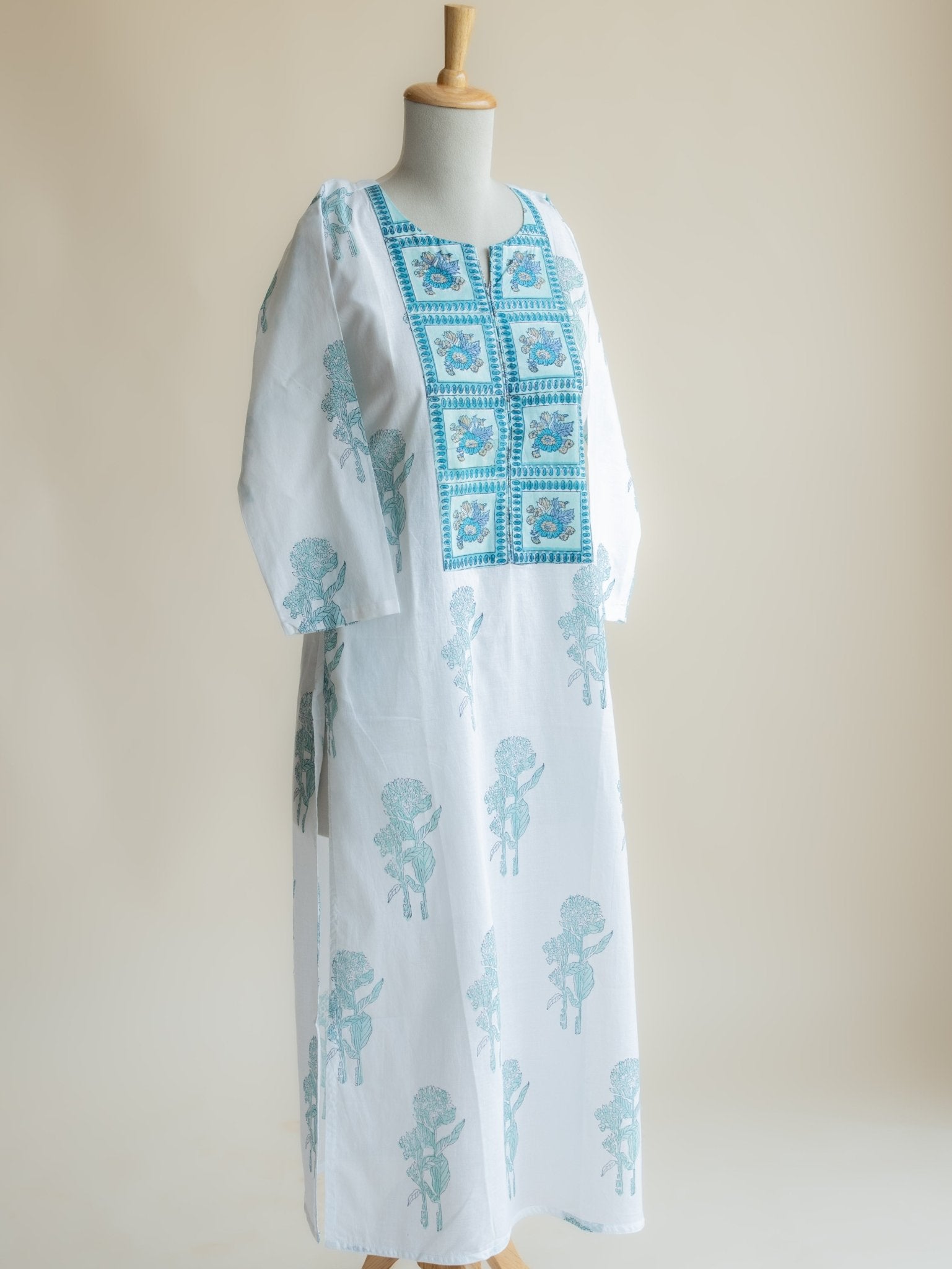 Elizabeth Cotton Block Printed Straight Kurta - AINA