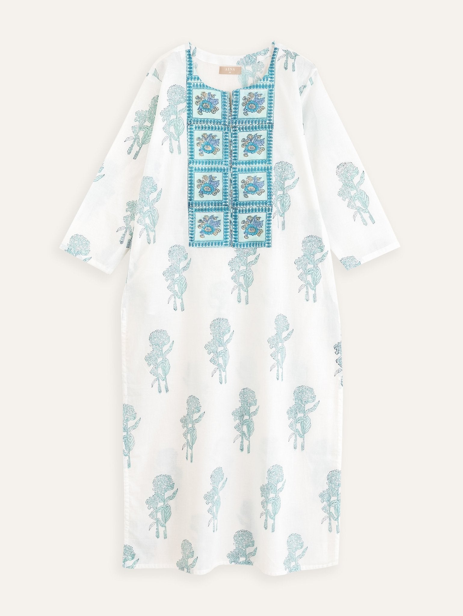 Elizabeth Cotton Block Printed Straight Kurta - AINA