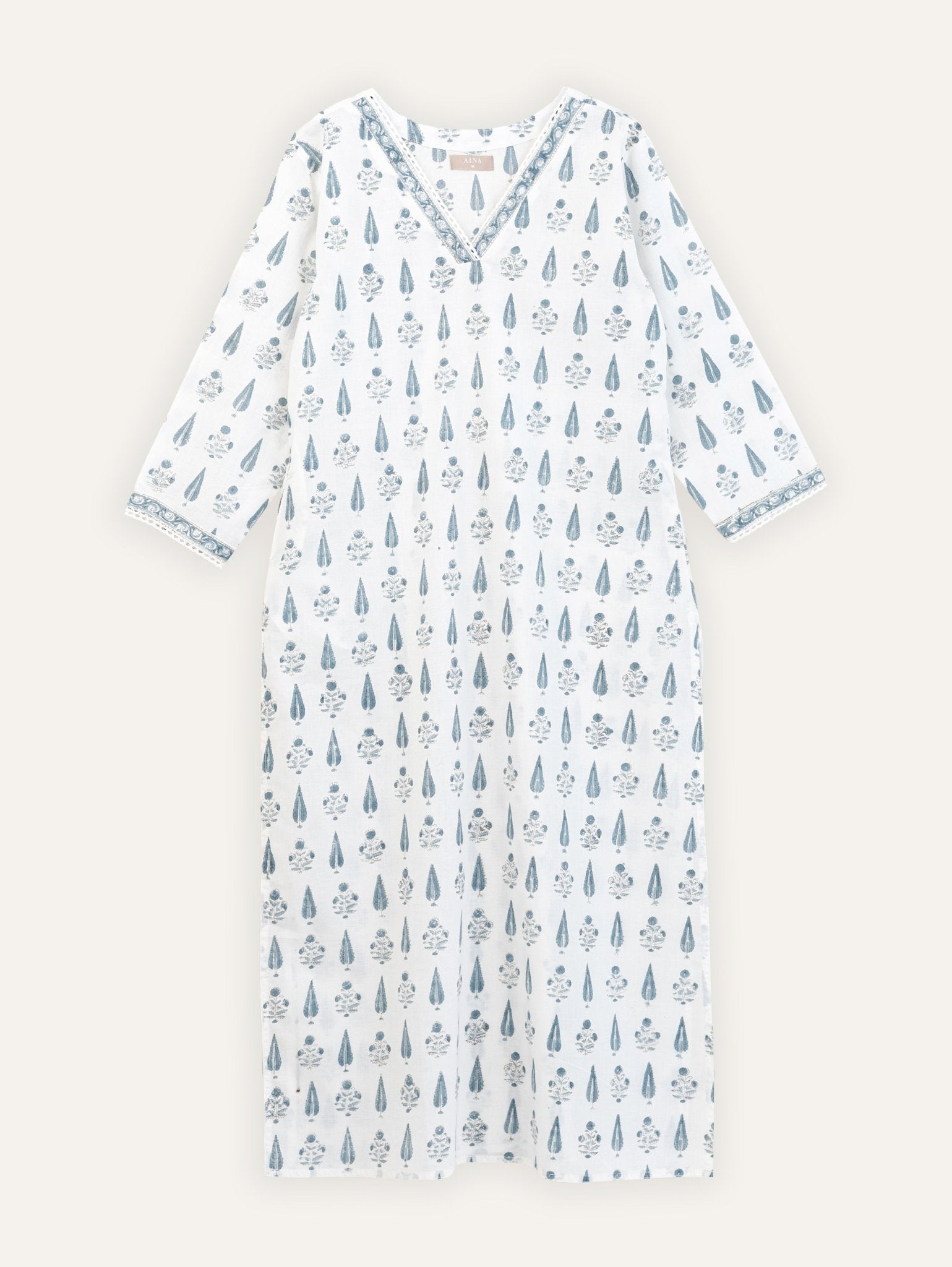 Faria Cotton Block Printed Straight Kurta - AINA