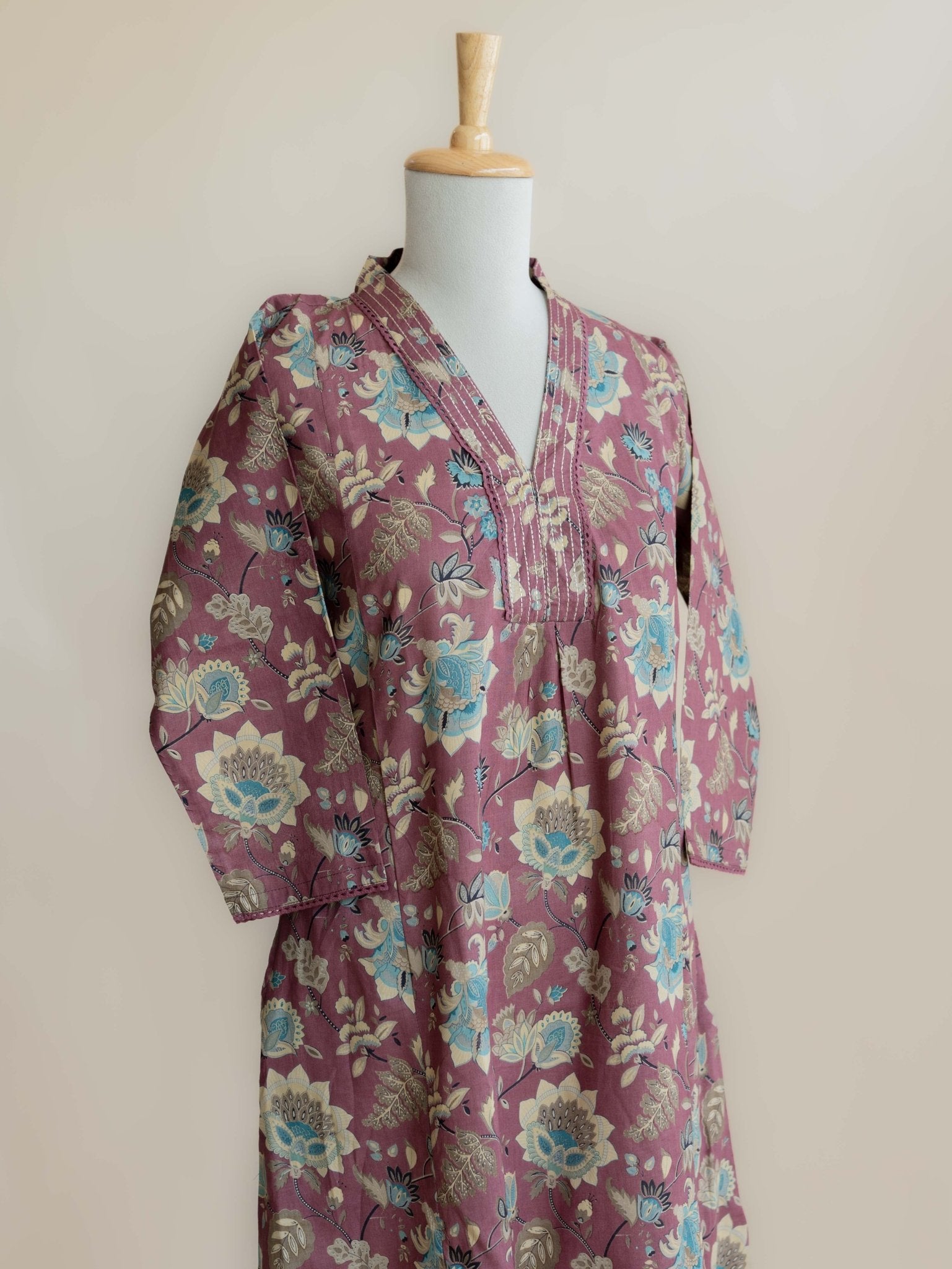 Feba Cotton Block Printed A Line Kurta - AINA