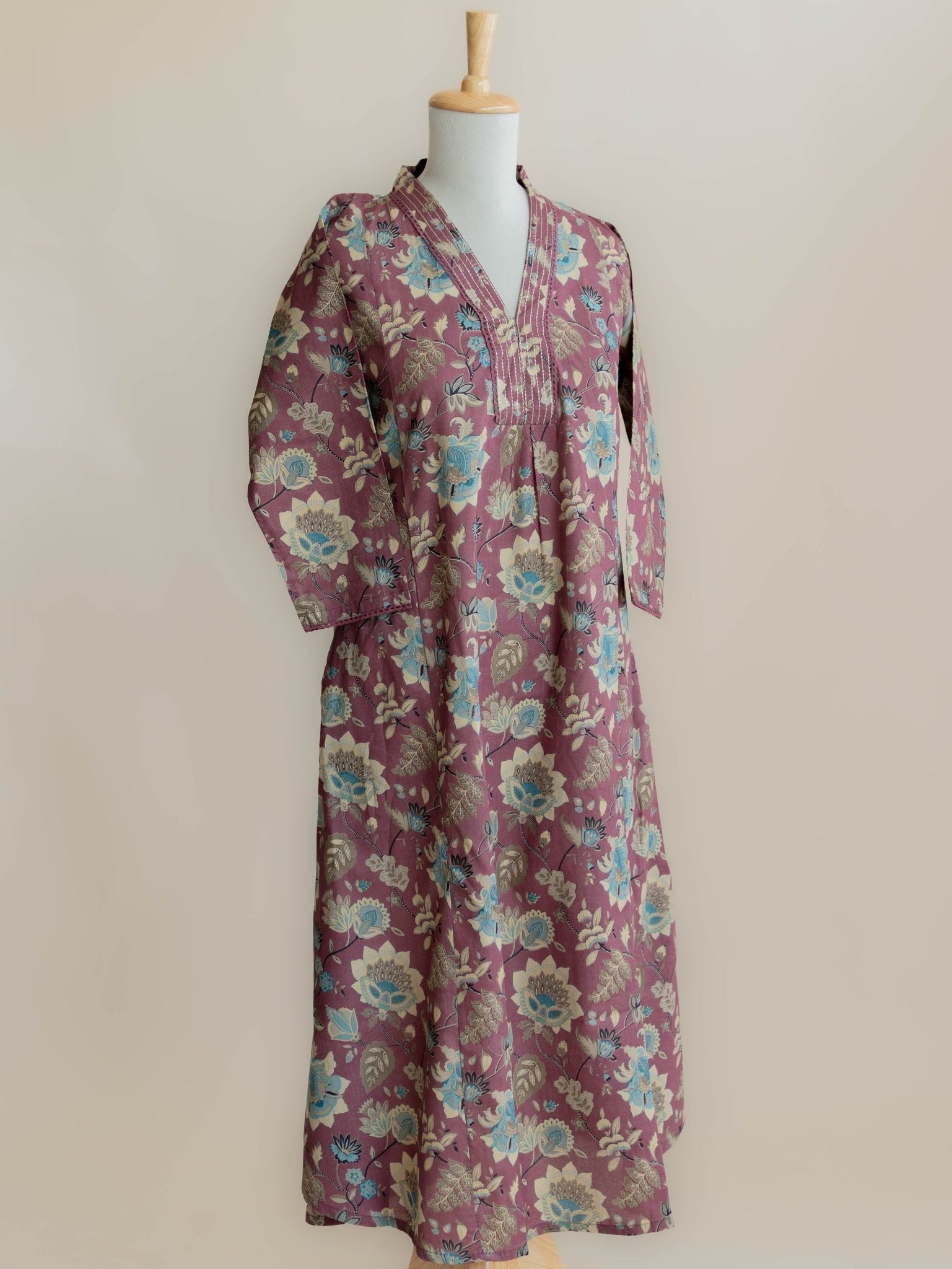 Feba Cotton Block Printed A Line Kurta - AINA