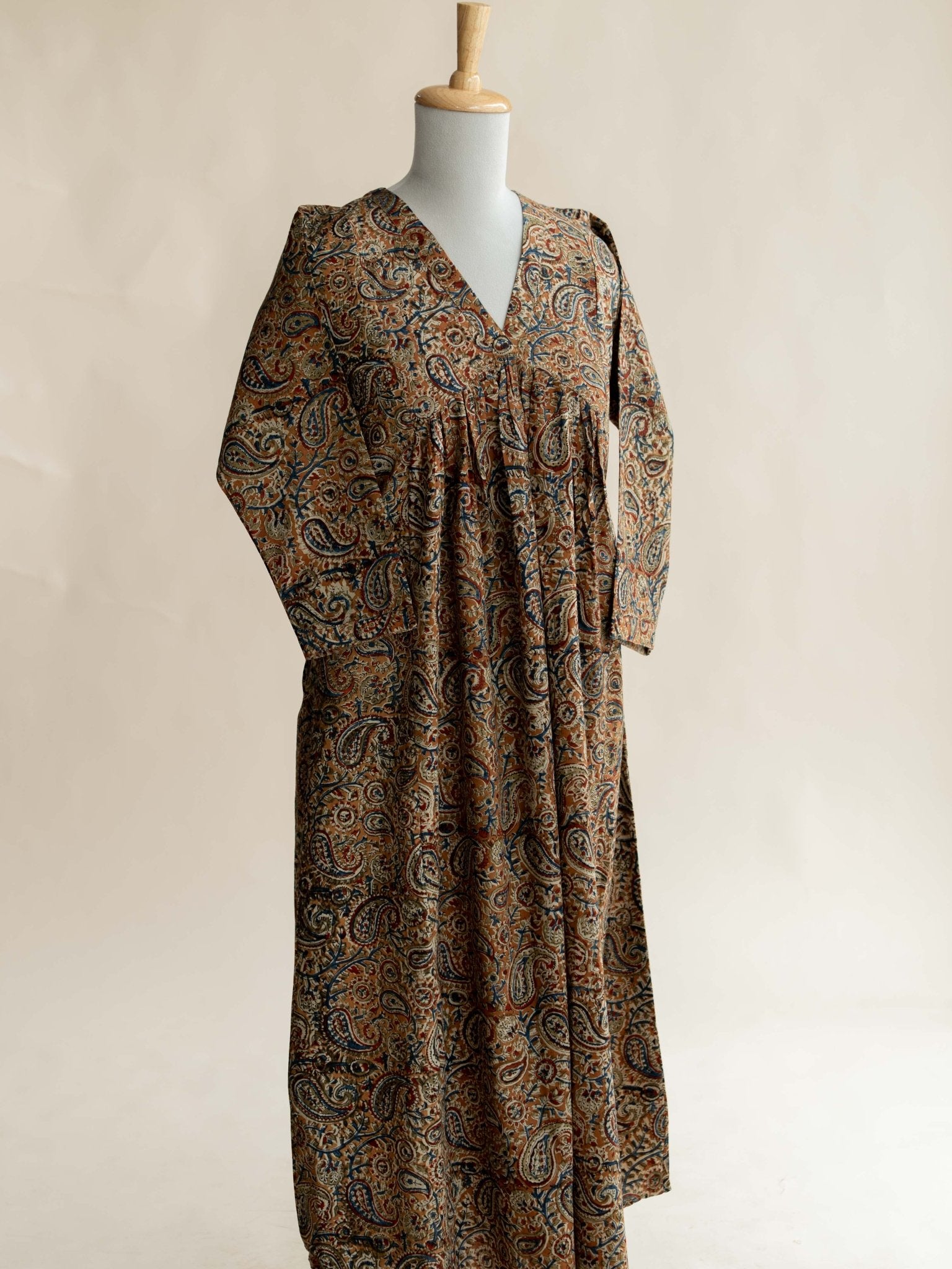 Firzana Cotton Kalamkari Block Printed A - Line Kurta - AINA