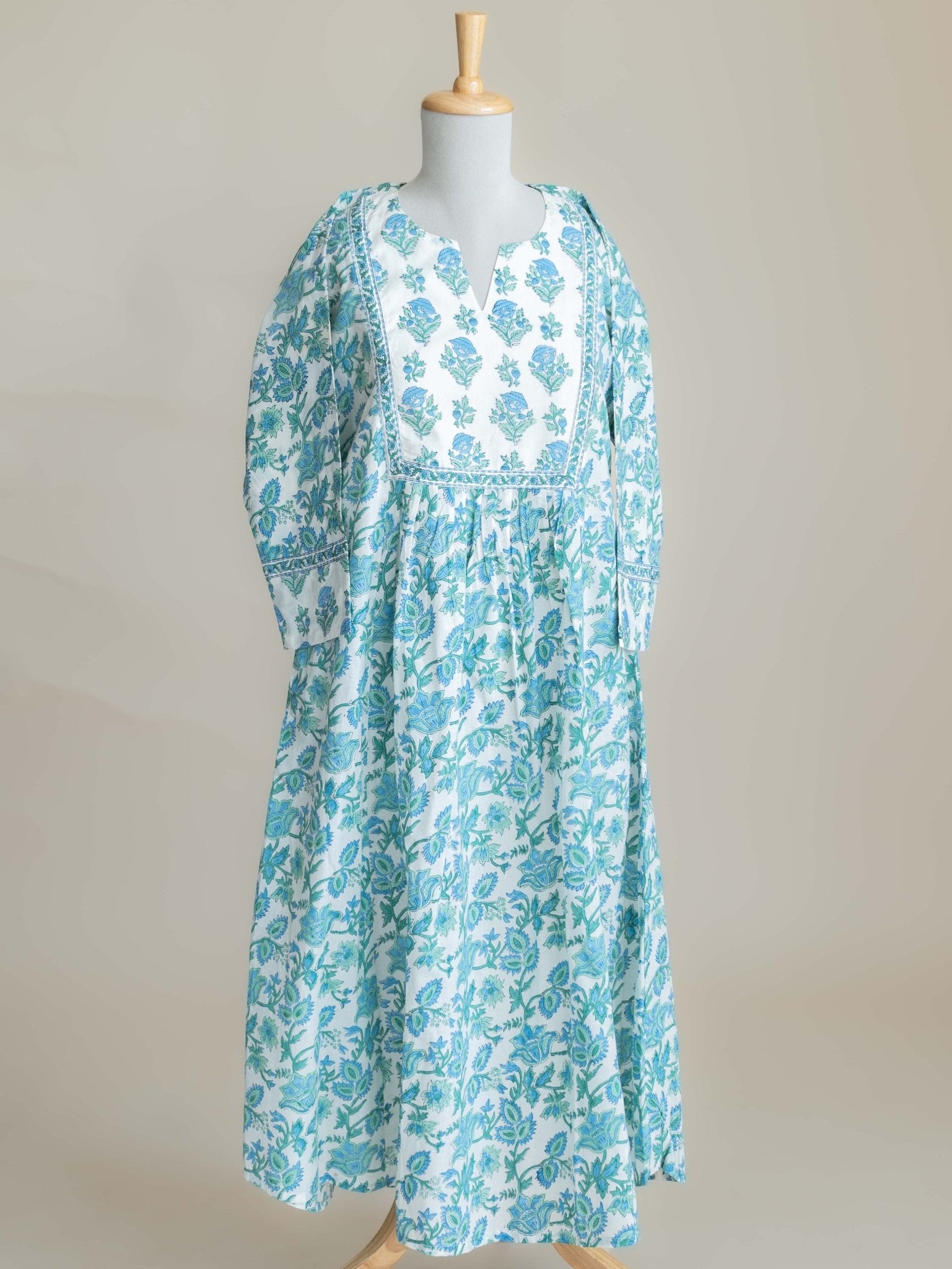 Fiza Cotton Block Printed A-Line Kurta - AINA