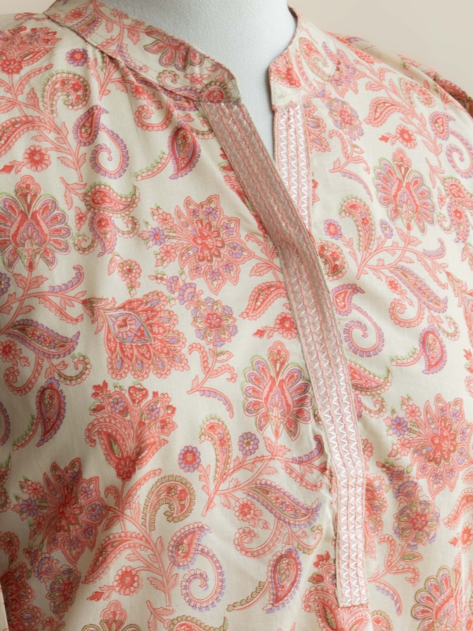 Gaya Cotton Printed Straight Kurta - AINA