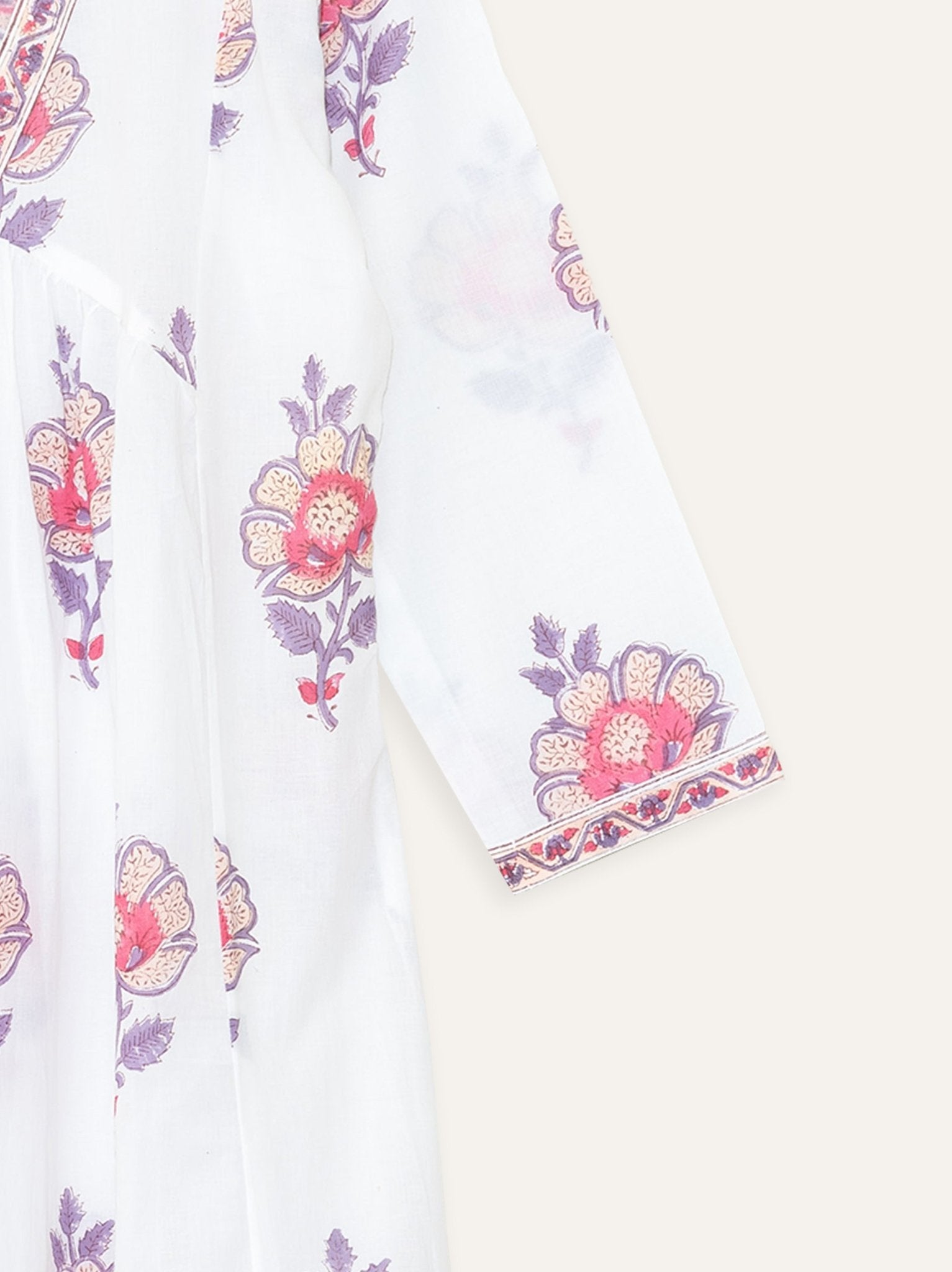 Gouri Cotton Block Printed A - Line Kurta - AINA