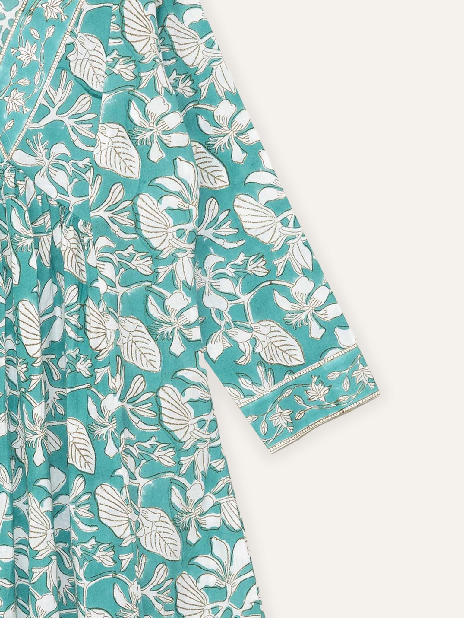 Greeshma Cotton Block Printed A - Line Kurta - AINA