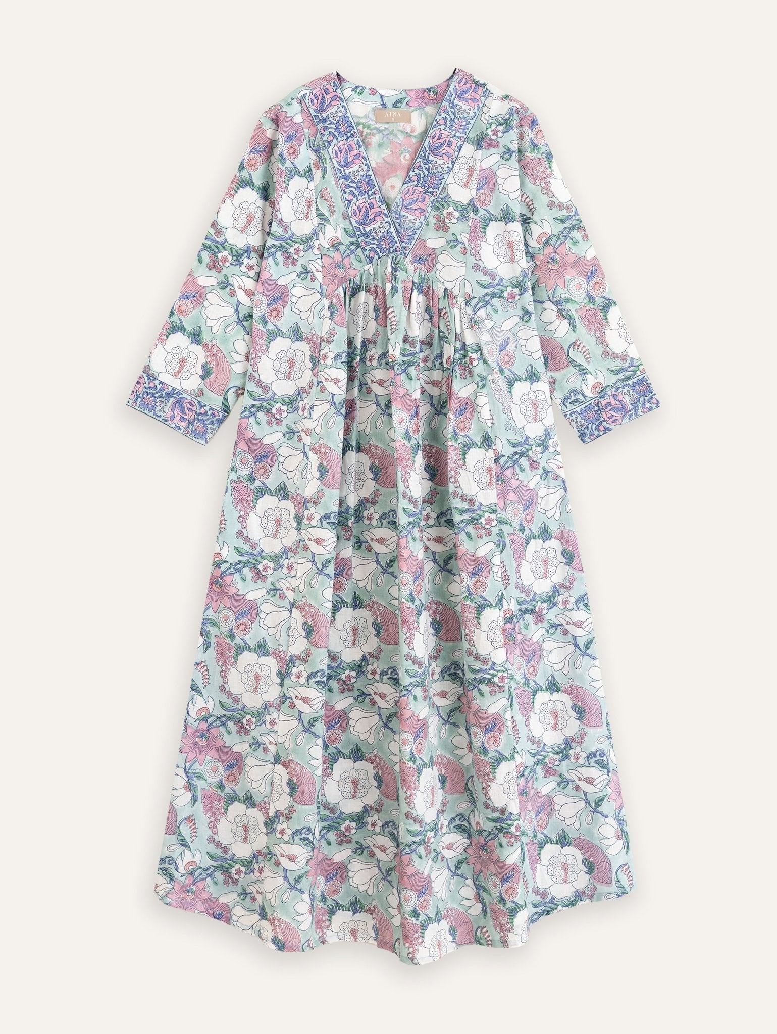 Haadiyah Cotton Block Printed A - Line Kurta - AINA