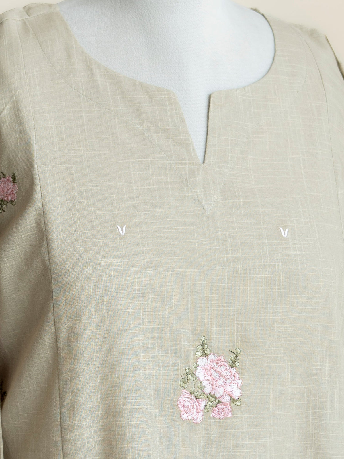 Haira Cotton Embroidered Straight Kurta - AINA