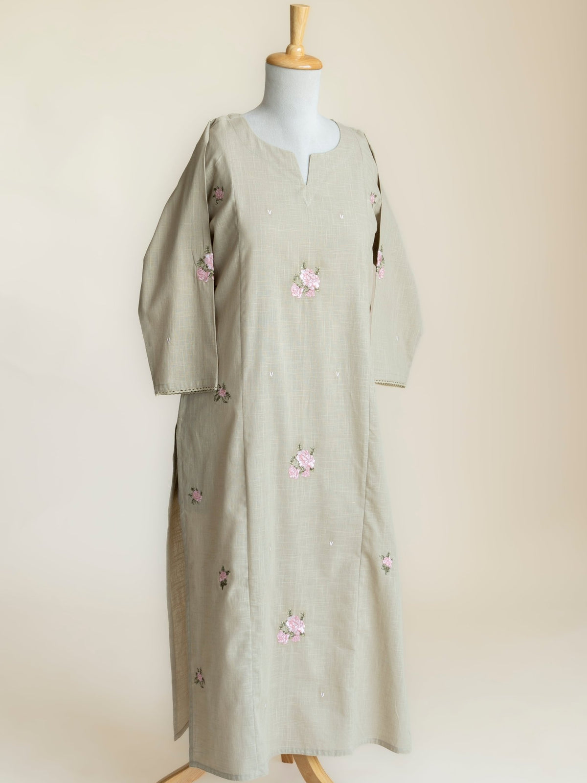 Haira Cotton Embroidered Straight Kurta - AINA