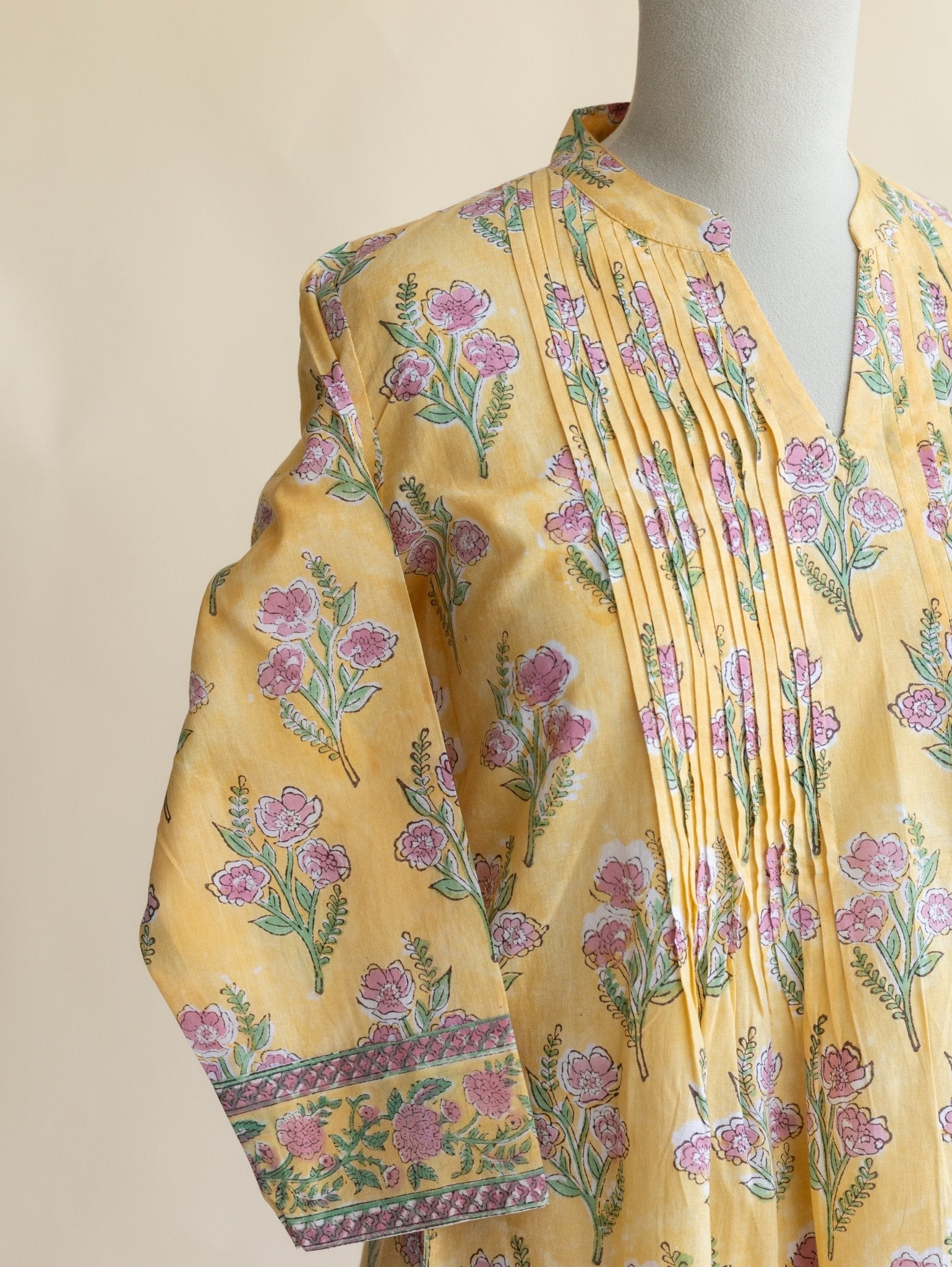 Haiza Cotton Block Printed A - Line Kurta - AINA