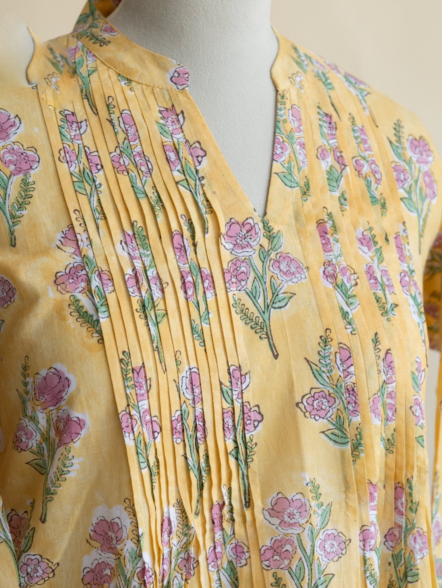 Haiza Cotton Block Printed A - Line Kurta - AINA