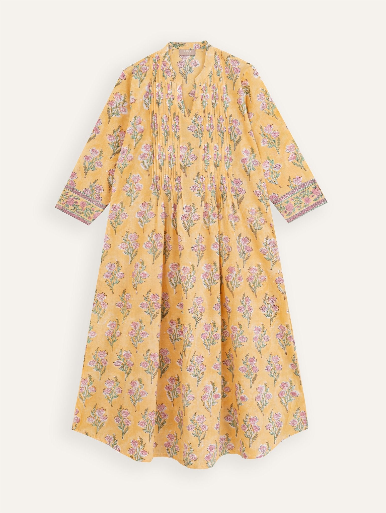 Haiza Cotton Block Printed A - Line Kurta - AINA