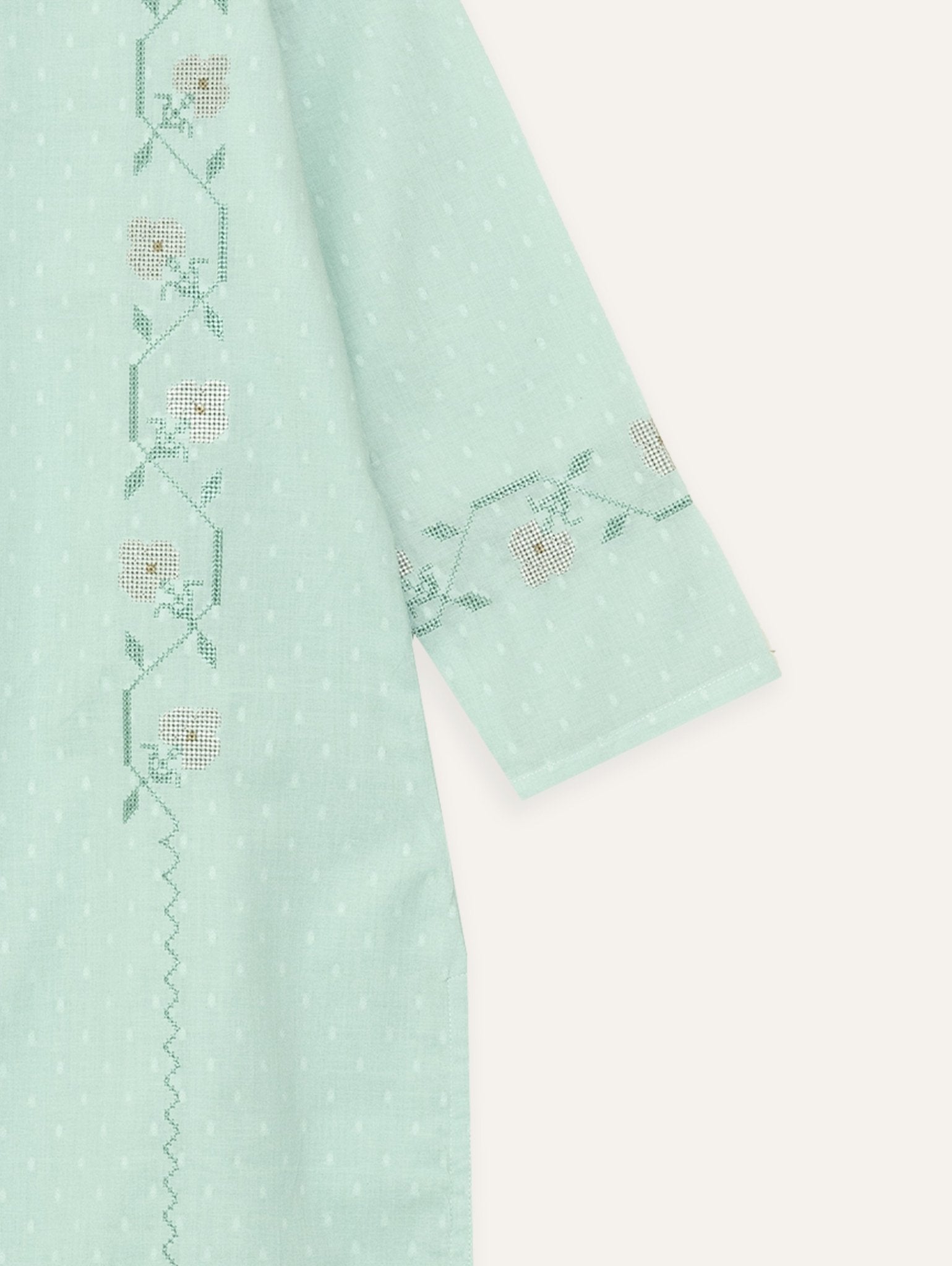 Haleema Cotton Dobby Embroidered Straight Kurta - AINA
