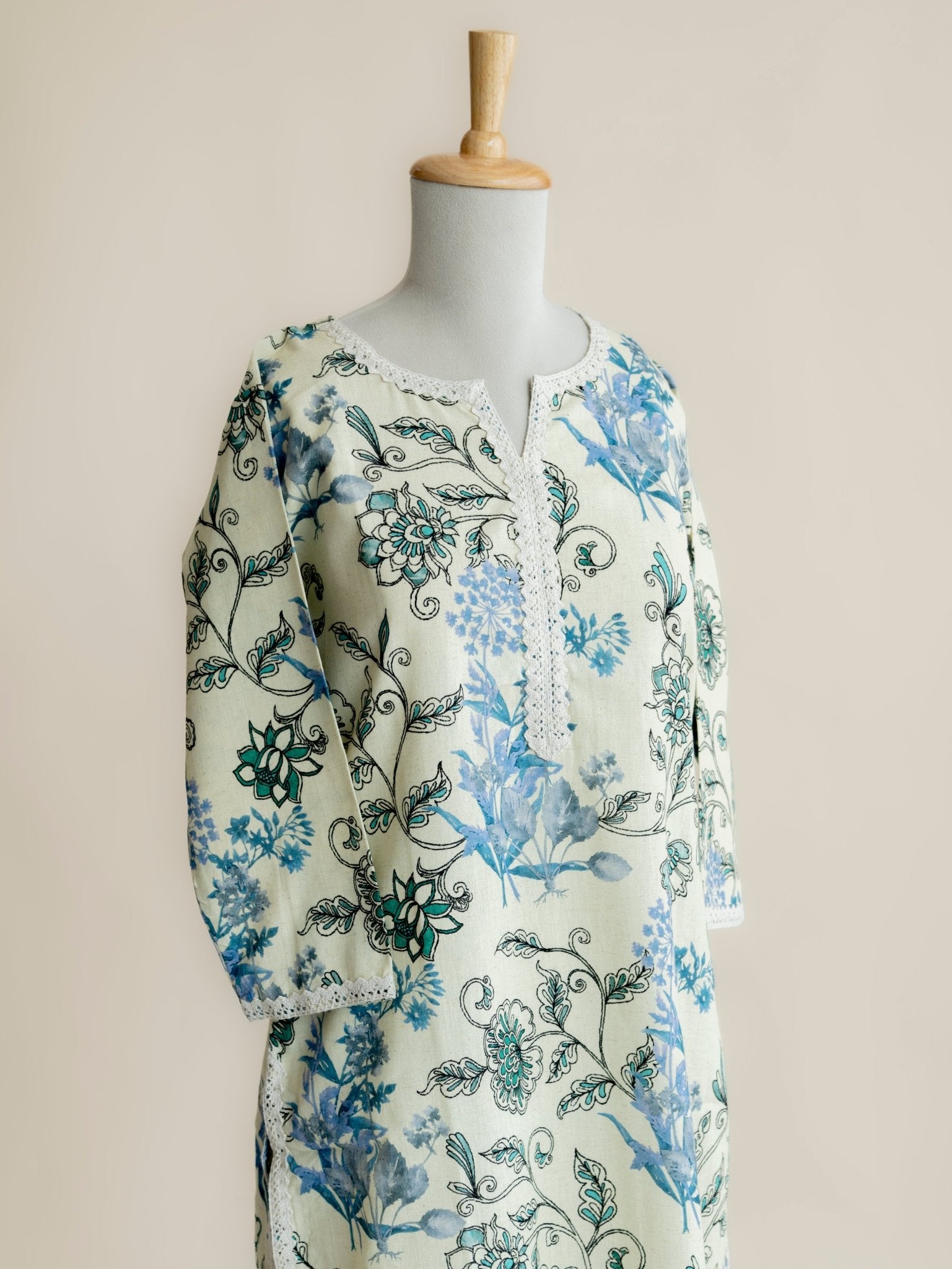 Haleena Cotton Block Printed Straight Kurta - AINA