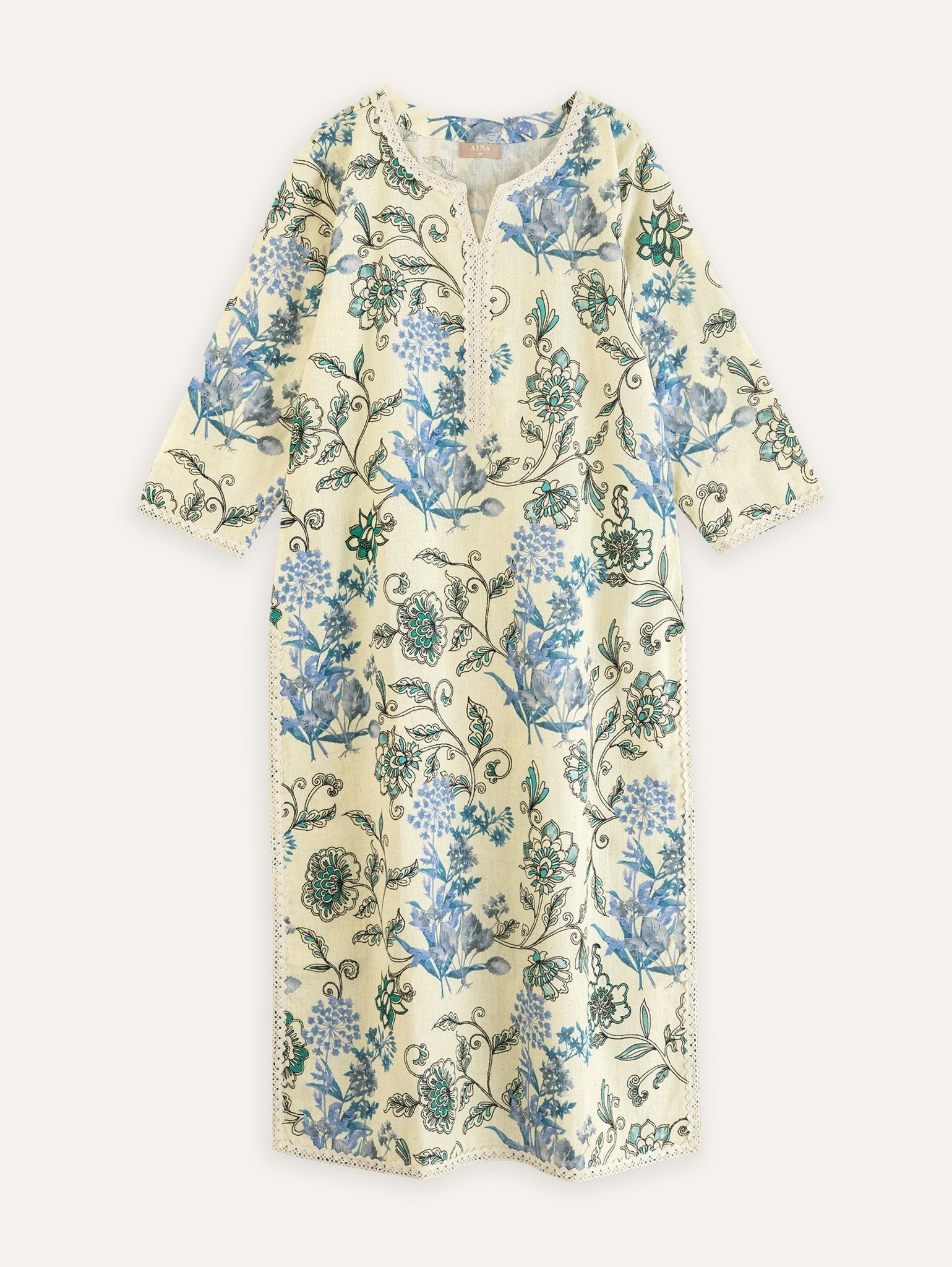 Haleena Cotton Block Printed Straight Kurta - AINA