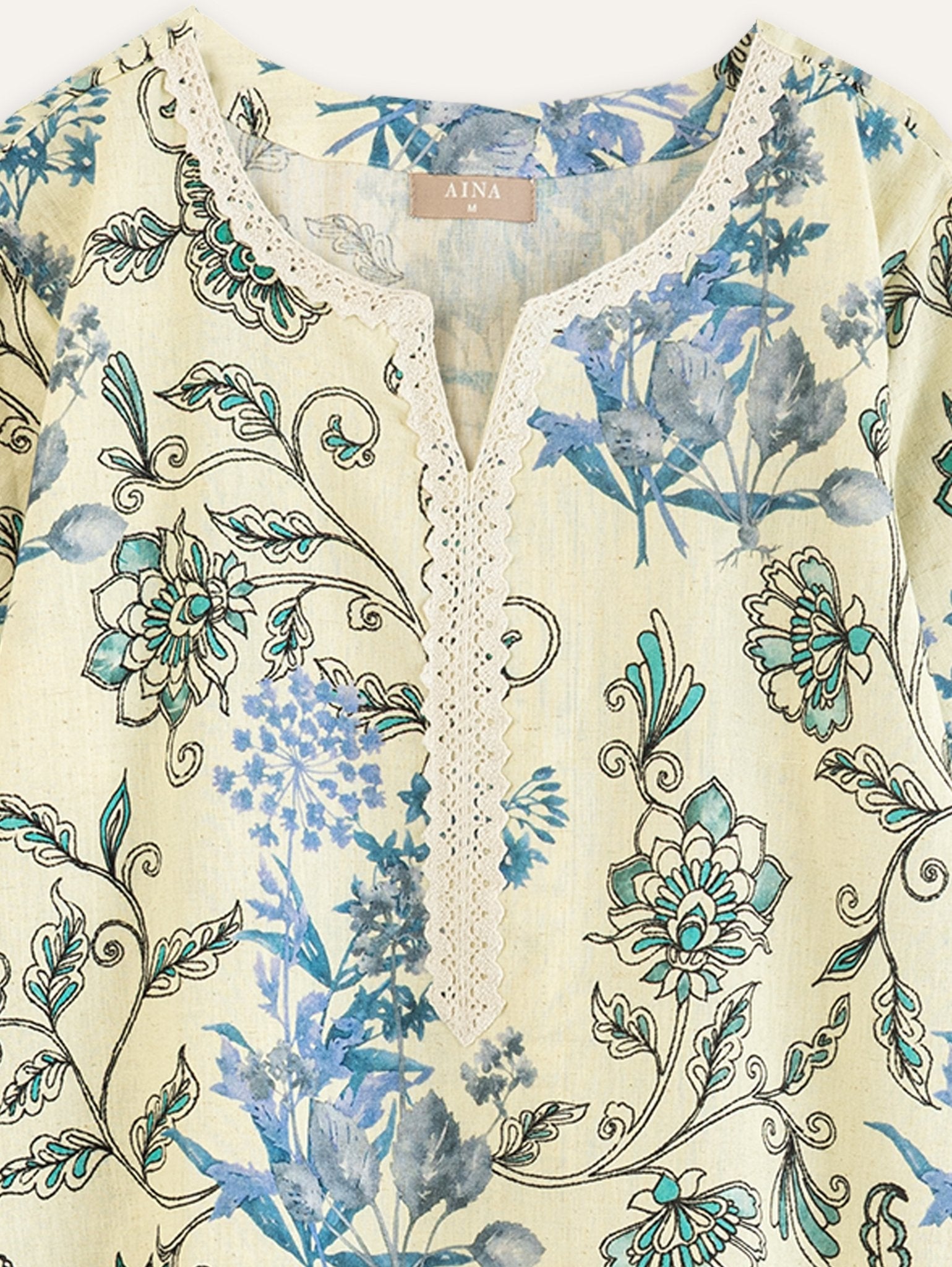 Haleena Cotton Block Printed Straight Kurta - AINA