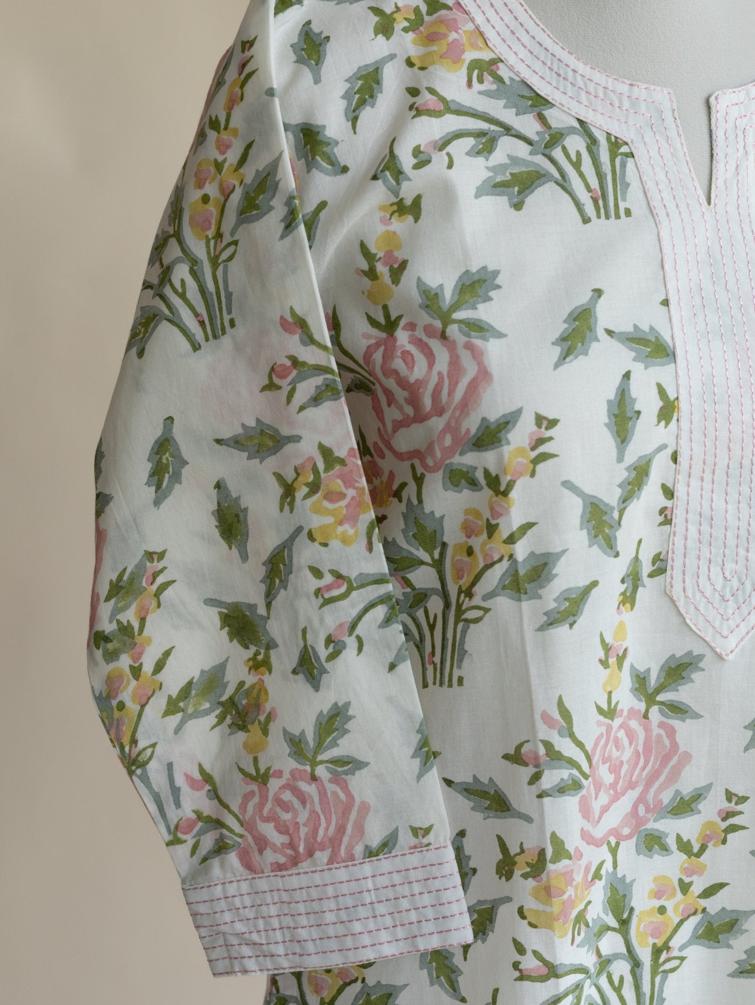 Hamna Cotton Block Printed Straight Kurta - AINA