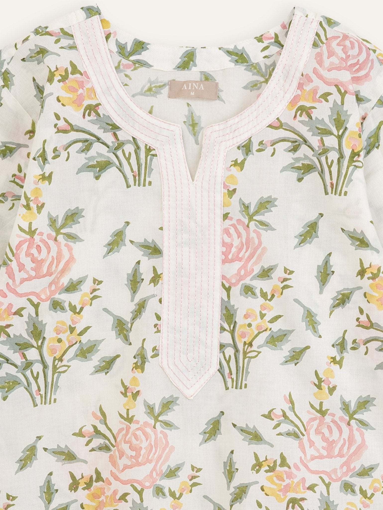 Hamna Cotton Block Printed Straight Kurta - AINA