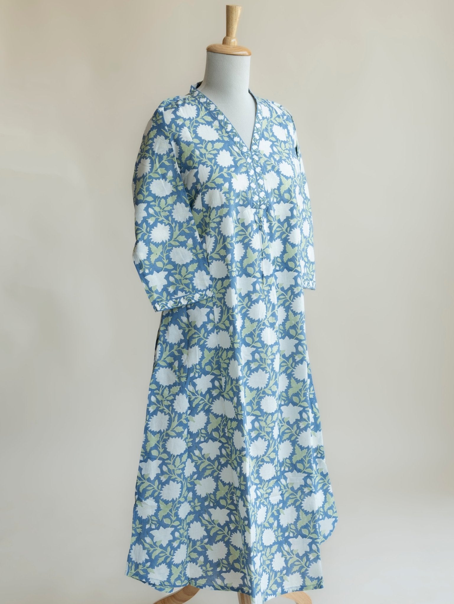 Hana Cotton Block Printed A - Line Kurta - AINA