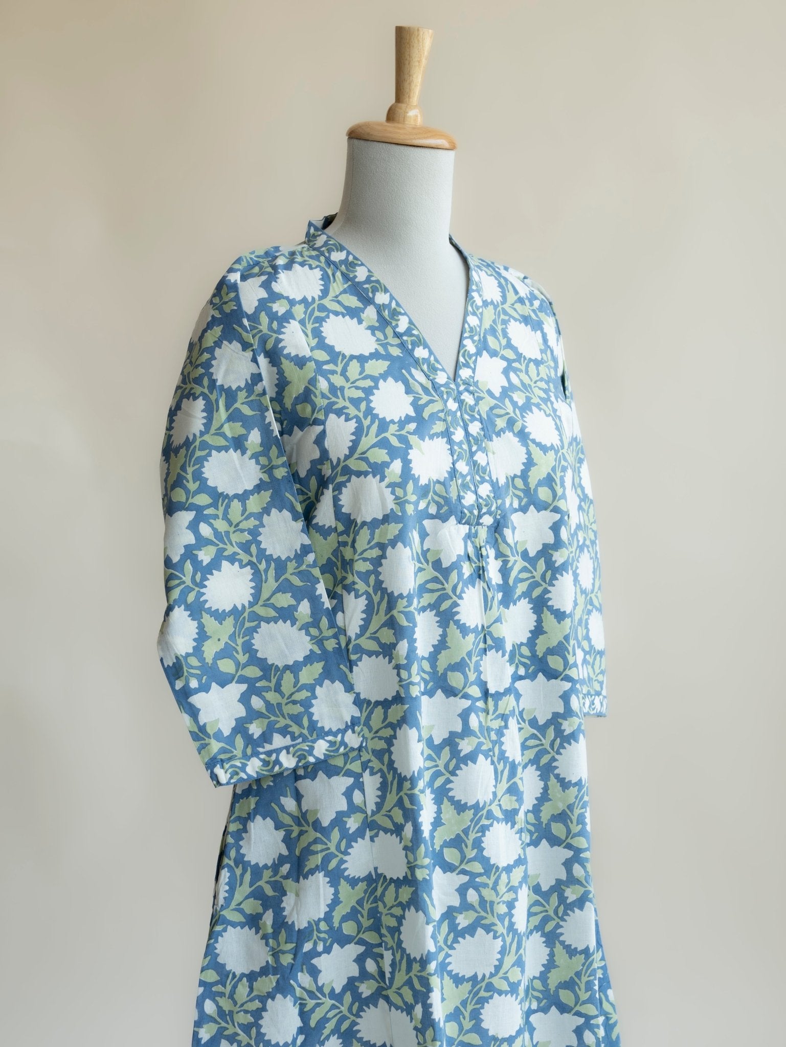 Hana Cotton Block Printed A - Line Kurta - AINA