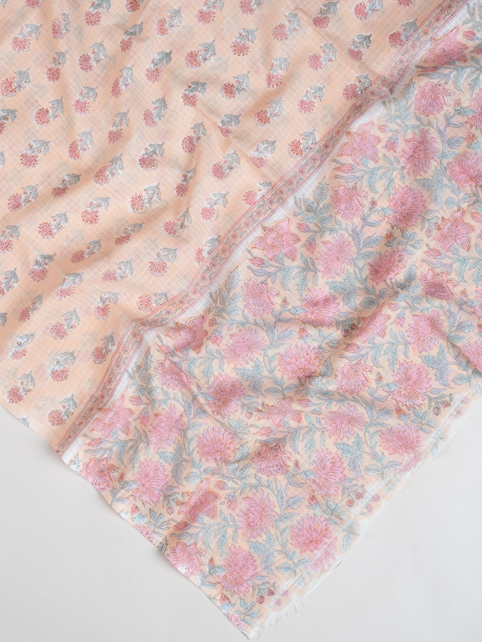 Hana Cotton Block Printed Unstitched Suit Set - 3 Piece - AINA