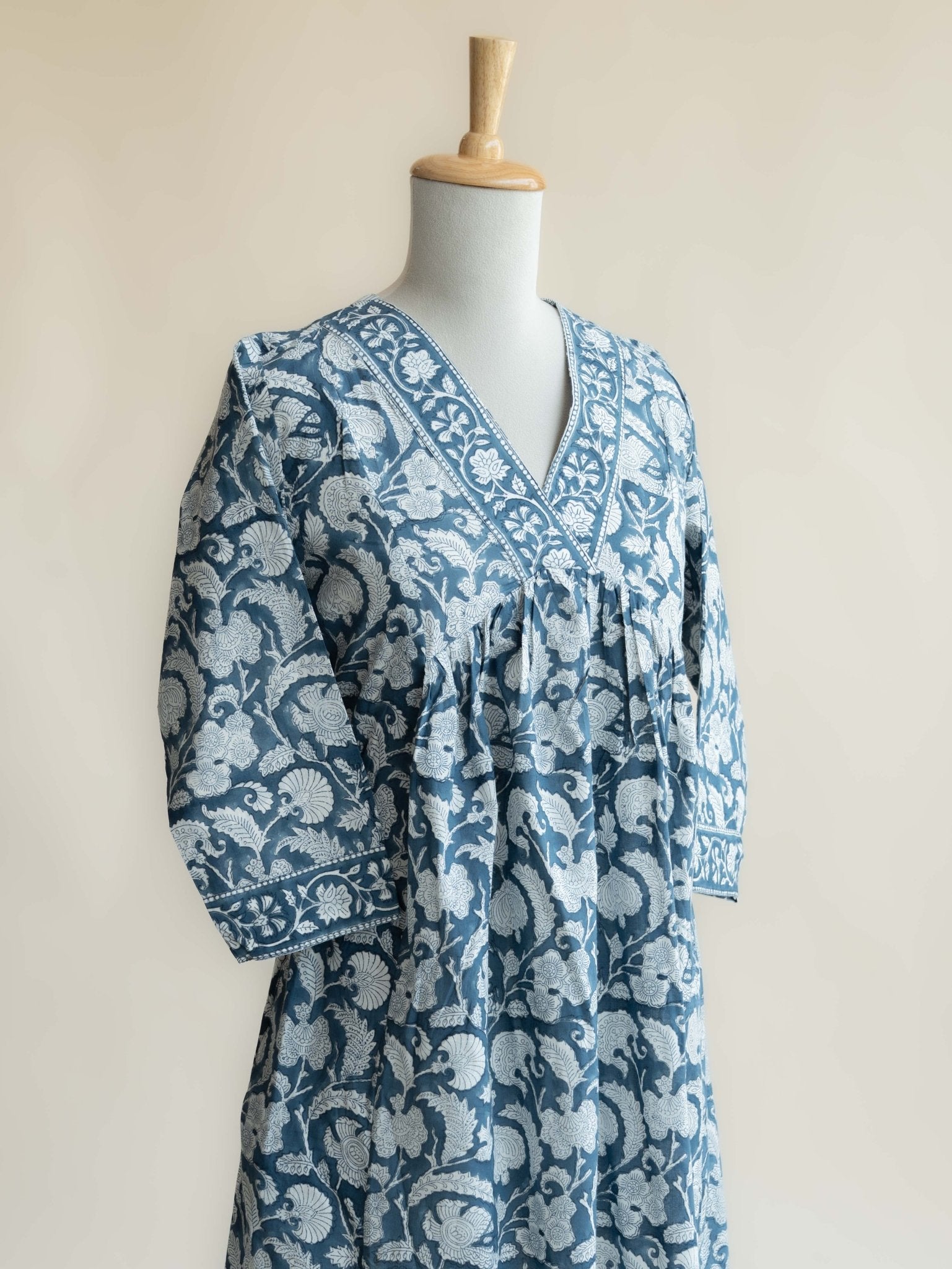 Hanaa Cotton Block Printed A - Line Kurta - AINA