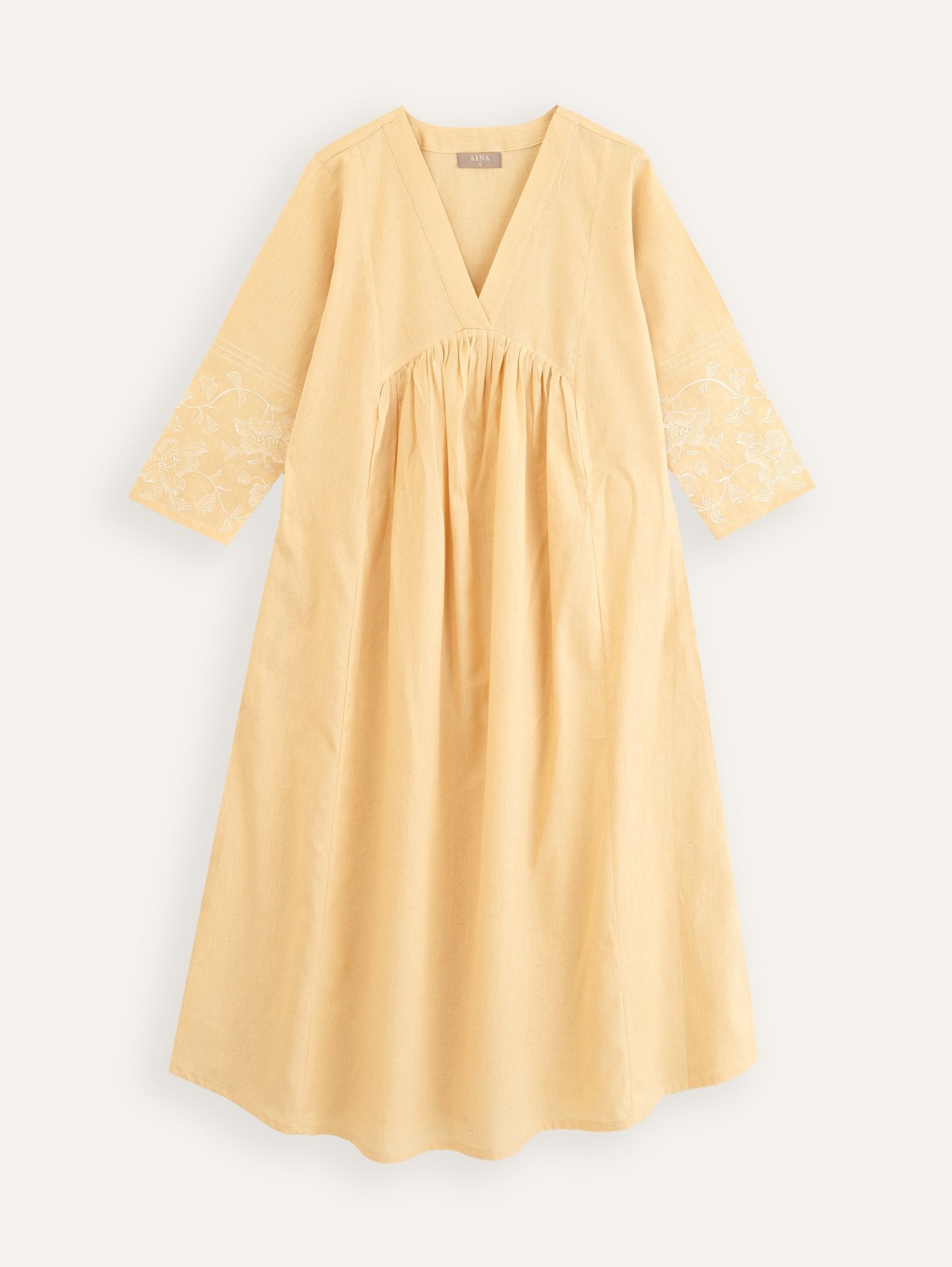 Haneen Cotton Flax Embroidered A - Line Kurta - AINA