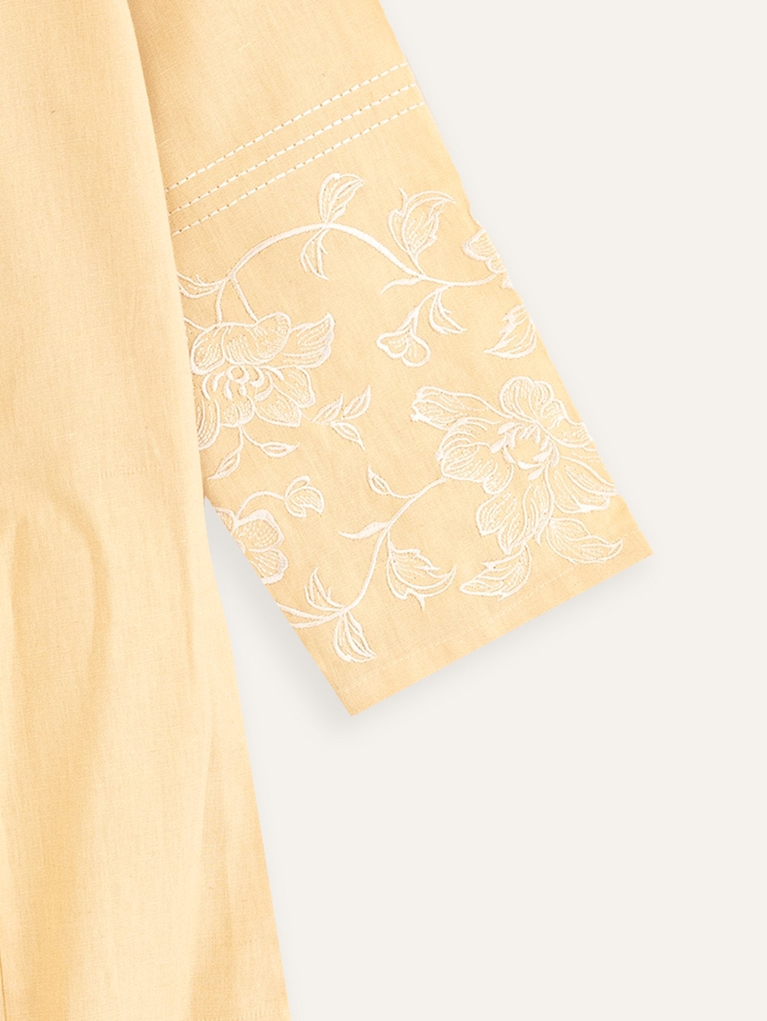 Haneen Cotton Flax Embroidered A - Line Kurta - AINA