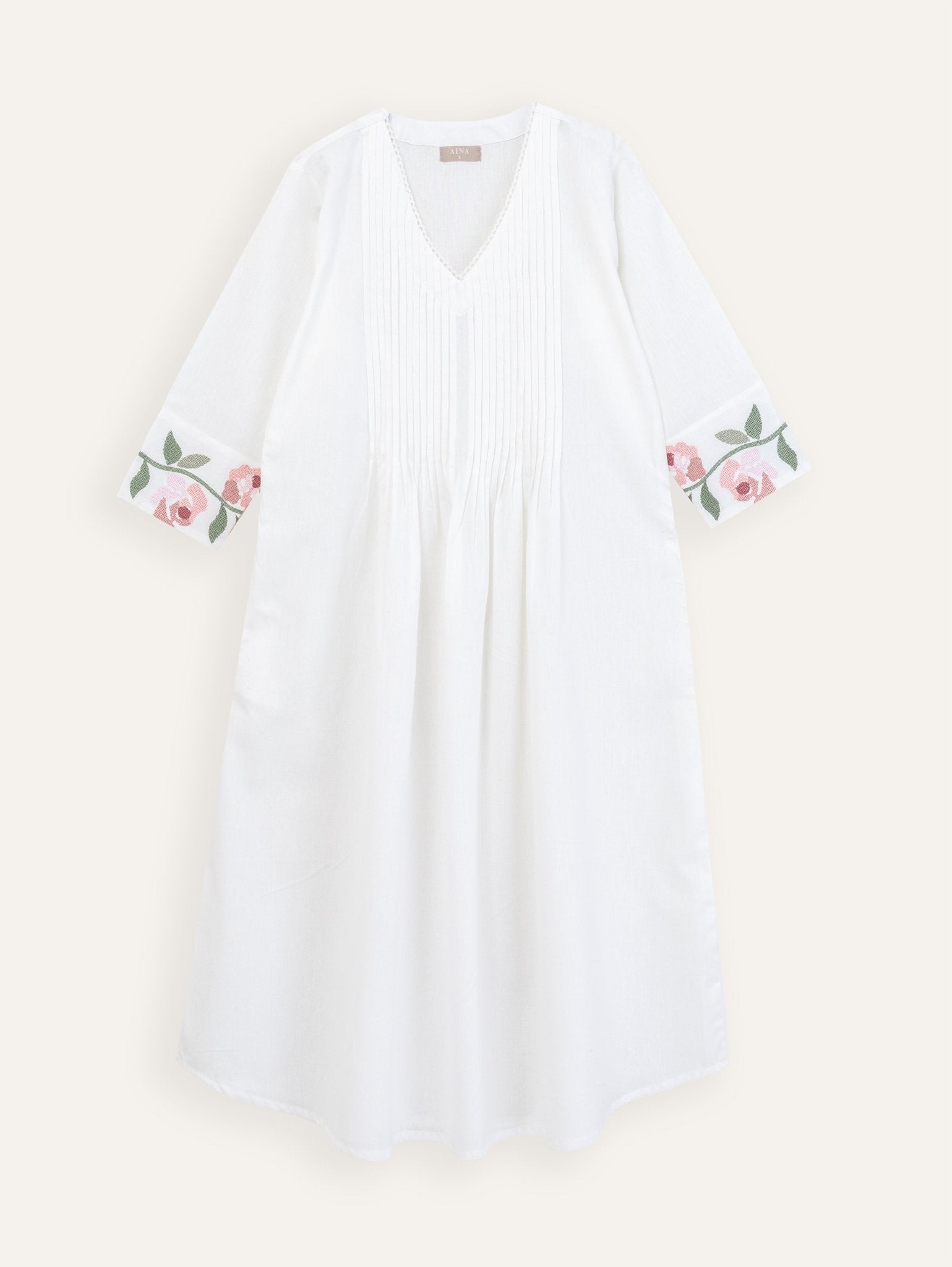 Hansika Cotton Flax Embroidered A - Line Kurta - AINA