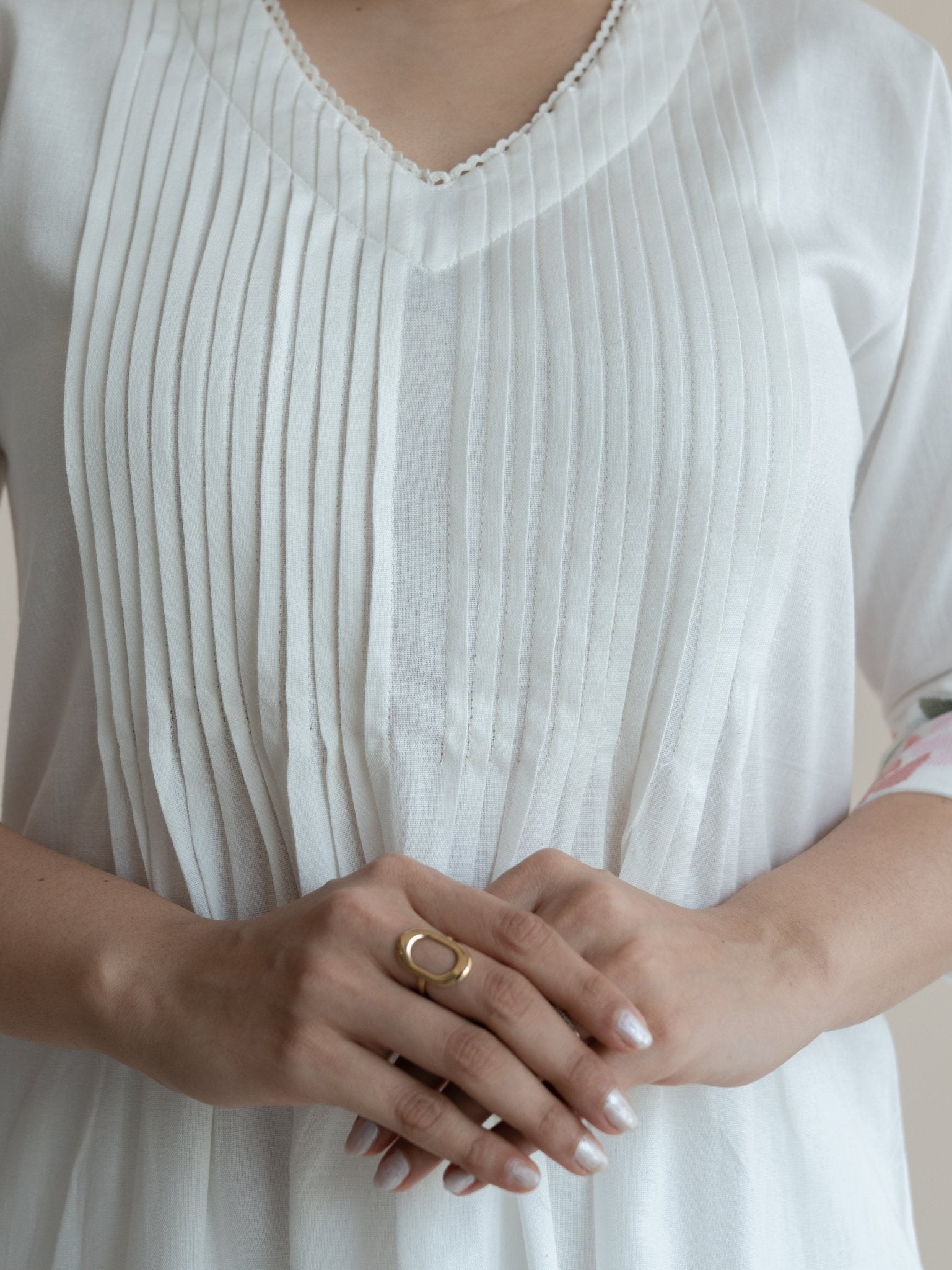 Hansika Cotton Flax Embroidered A - Line Kurta - AINA