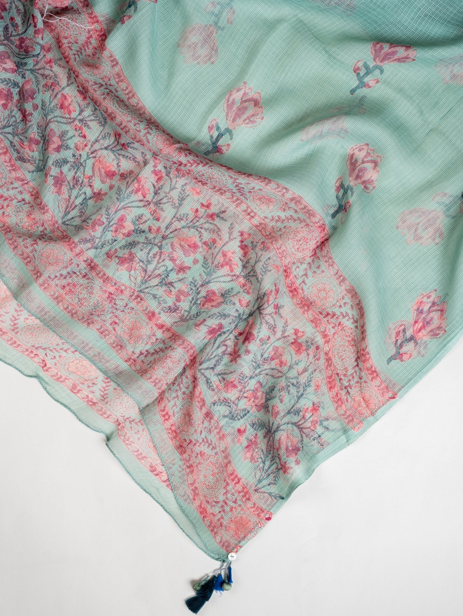 Harsha Kota Doria Block Printed Dupatta - AINA