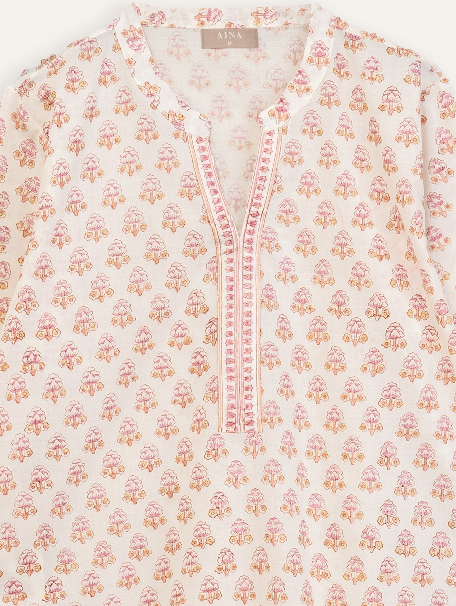 Harza Cotton Block Printed Straight Kurta - AINA