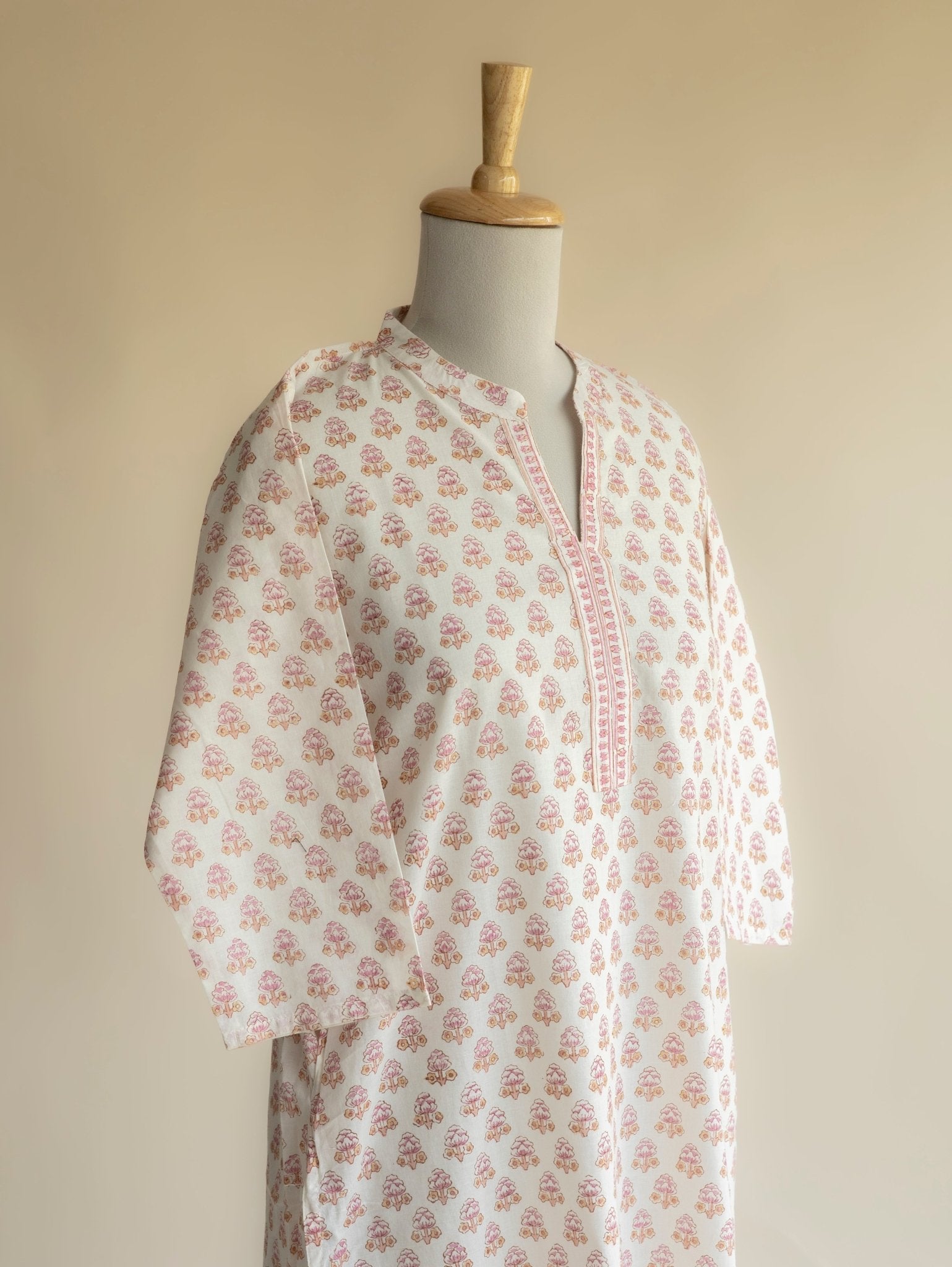 Harza Cotton Block Printed Straight Kurta - AINA