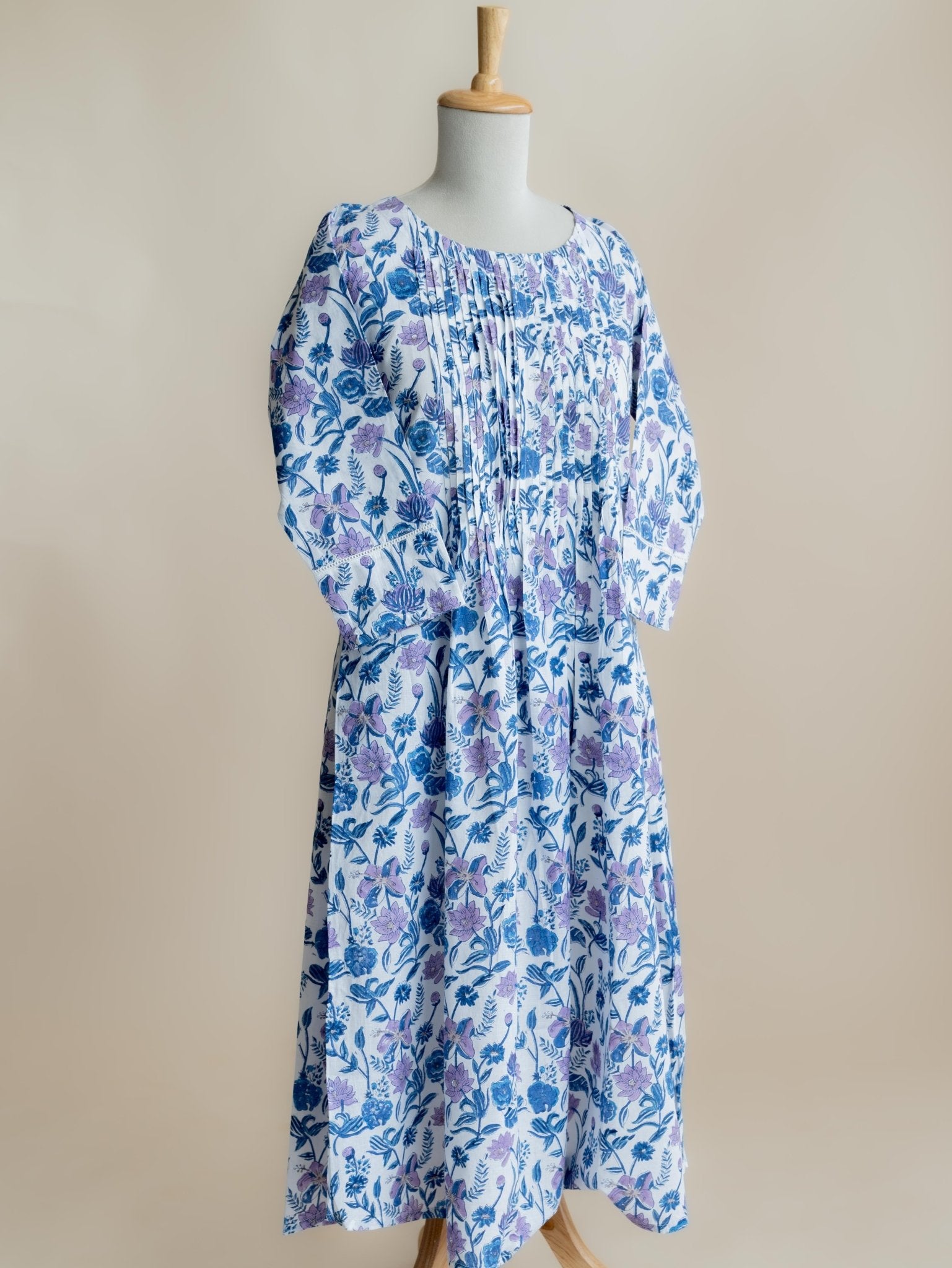 Haseena Cotton Block Printed A - Line Kurta - AINA