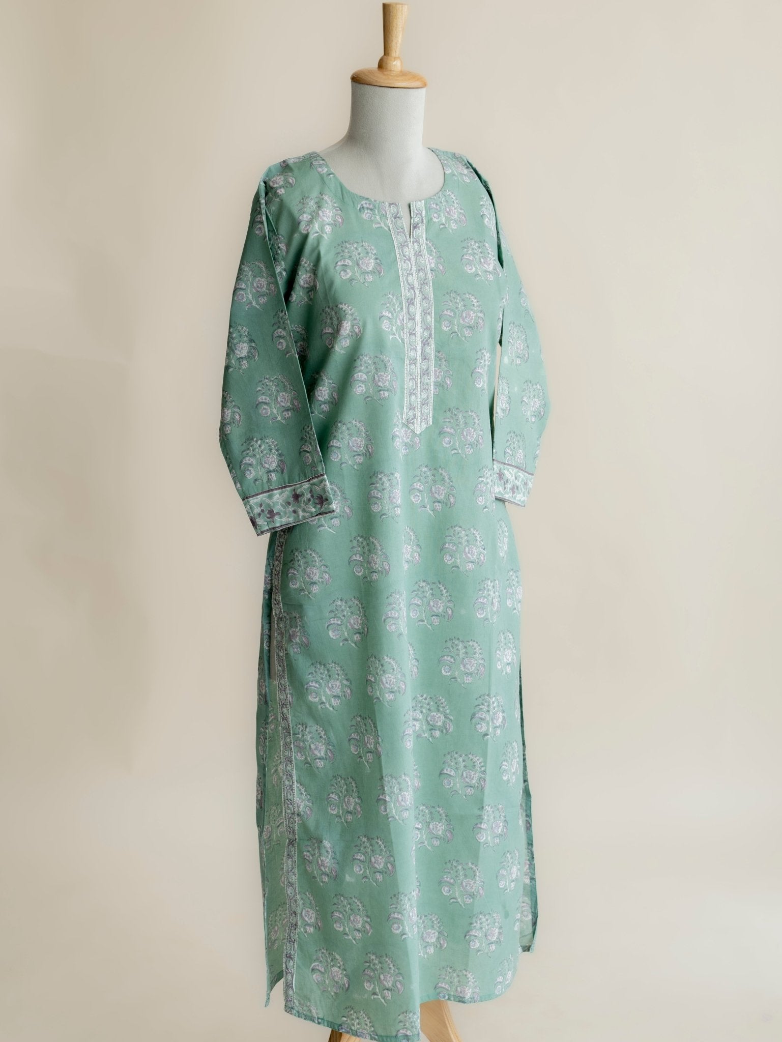 Haya Cotton Block Printed Straight Kurta - AINA