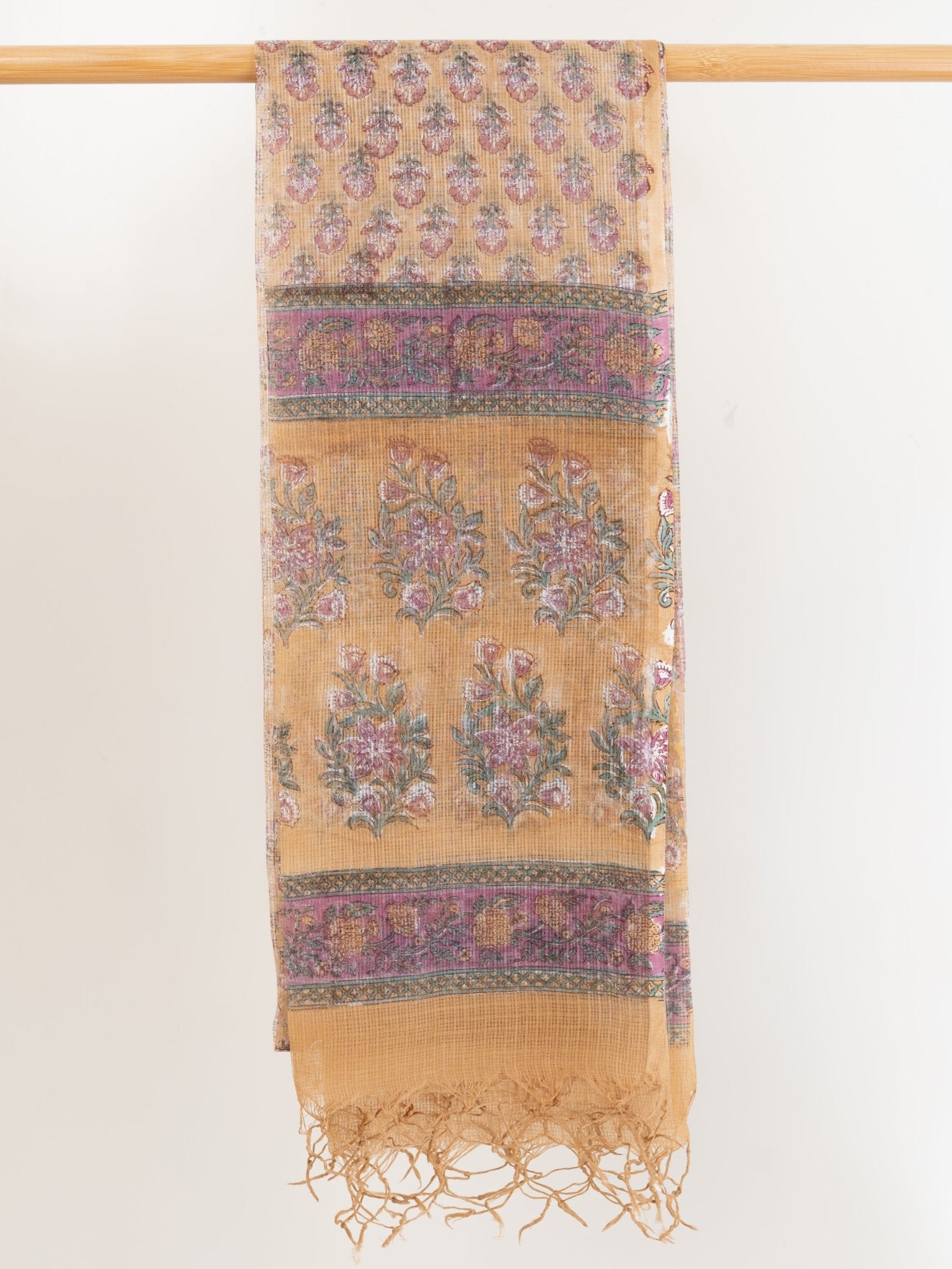 Helga Kota Doria Block Printed Dupatta - AINA
