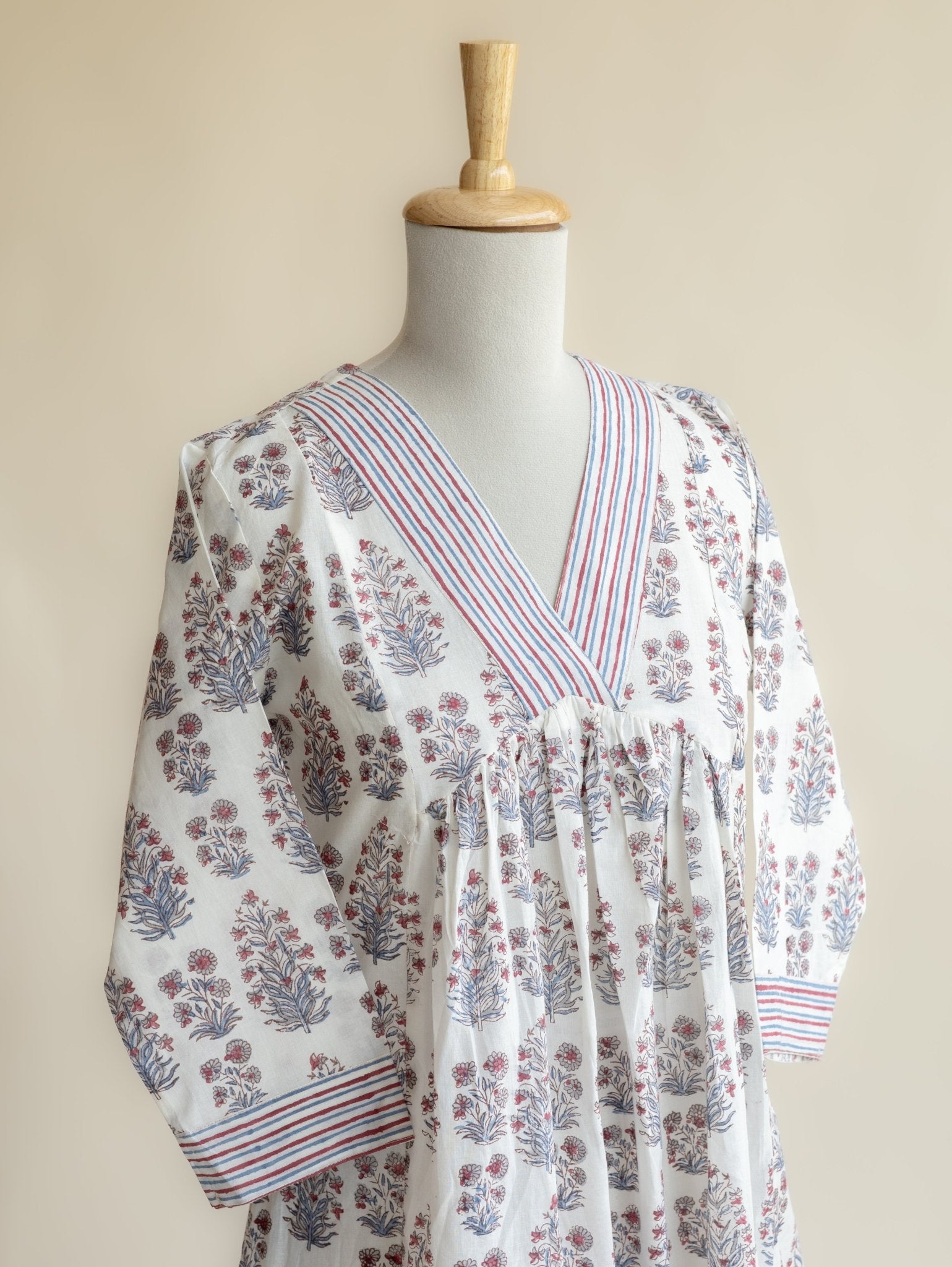 Henna Cotton Block Printed A - Line Kurta - AINA