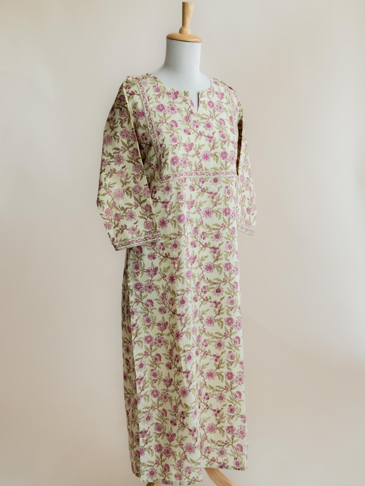 Hetali Cotton Block Printed Straight Kurta - AINA