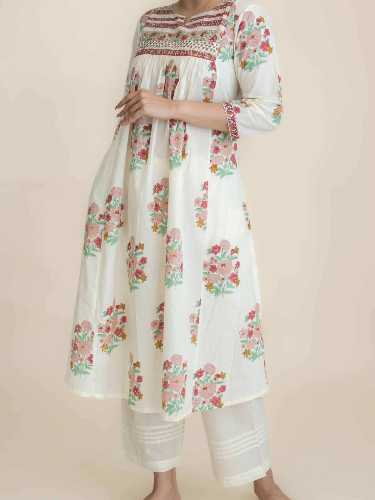 Hitha Cotton Block Printed A-Line Kurta