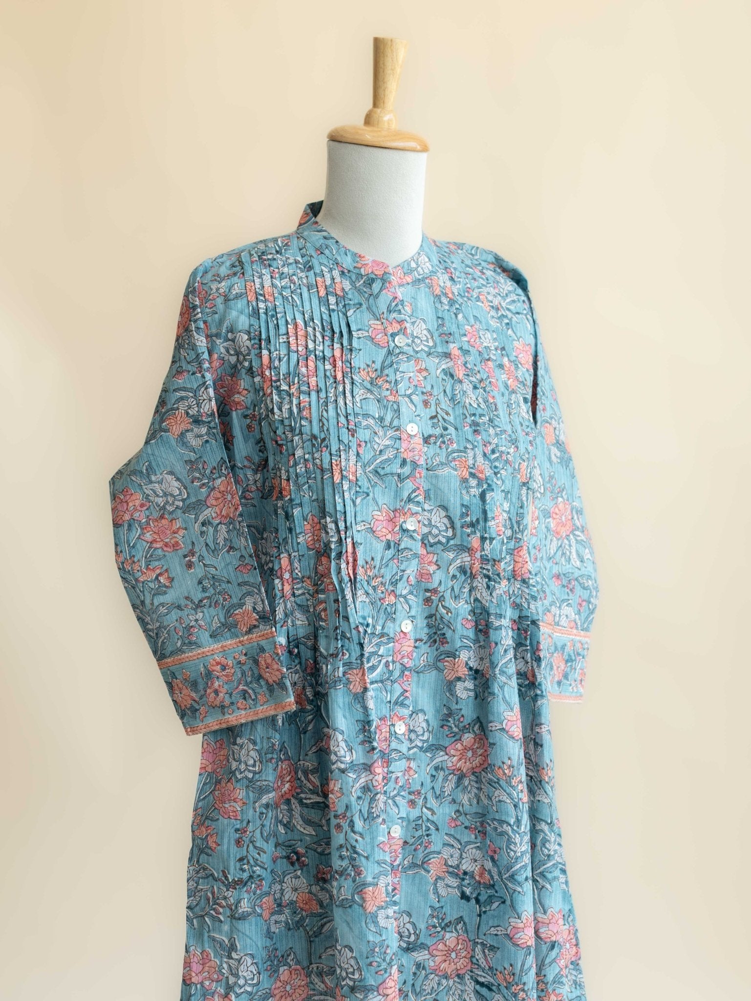 Hiya Cotton Block Printed A - Line Kurta - AINA