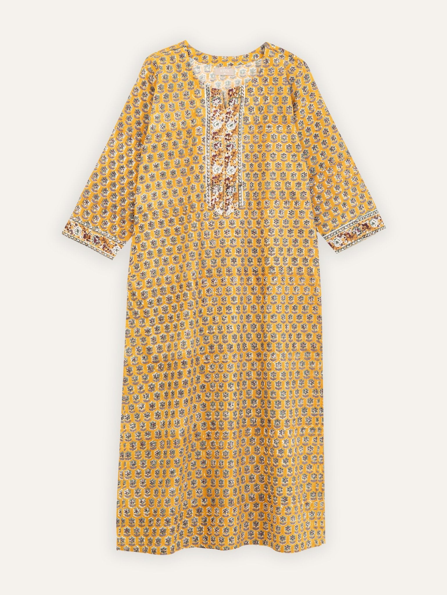 Hiya Cotton Block Printed Straight Kurta - AINA