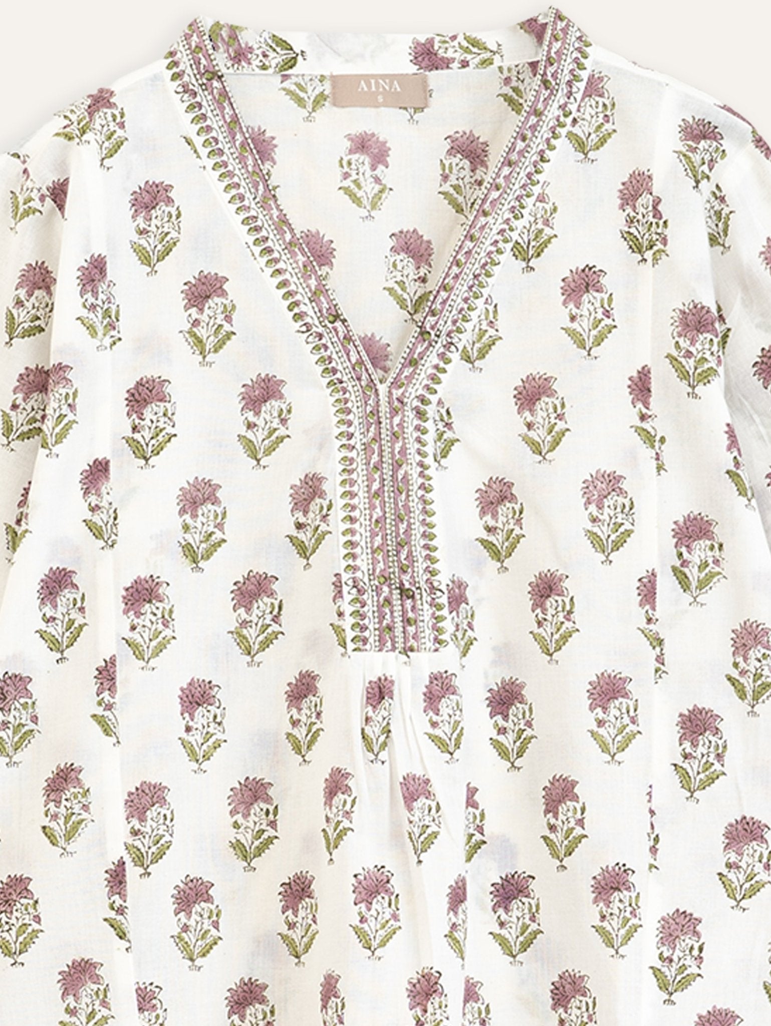 Hridhya Cotton Block Printed A - Line Kurta - AINA