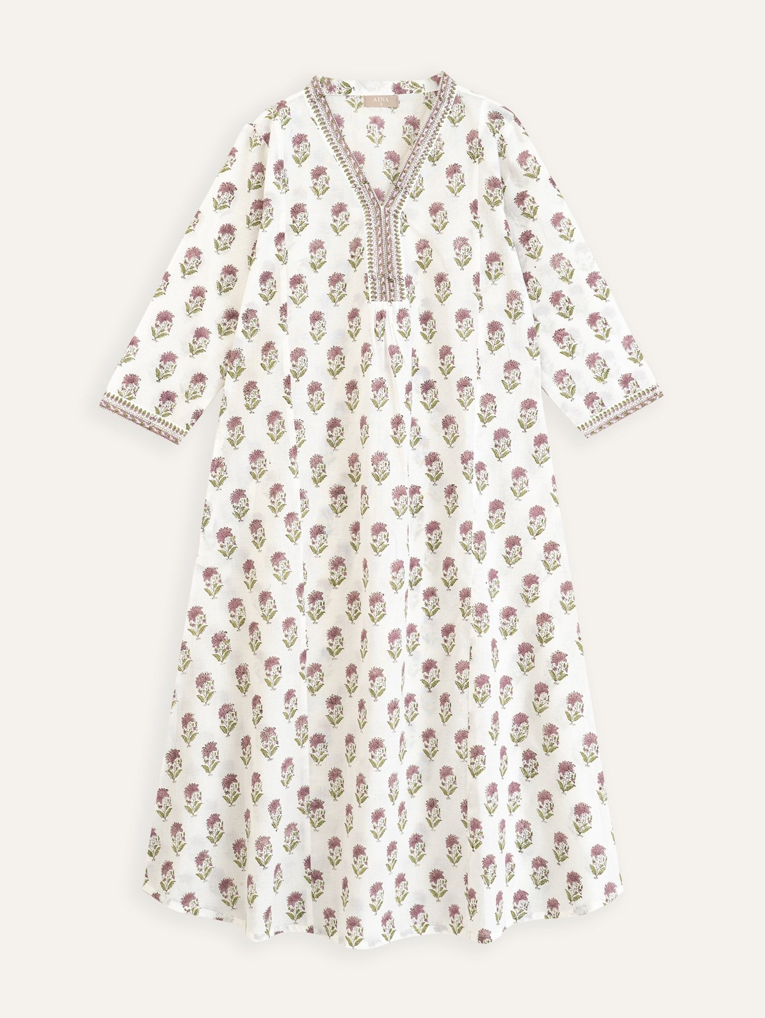 Hridhya Cotton Block Printed A - Line Kurta - AINA