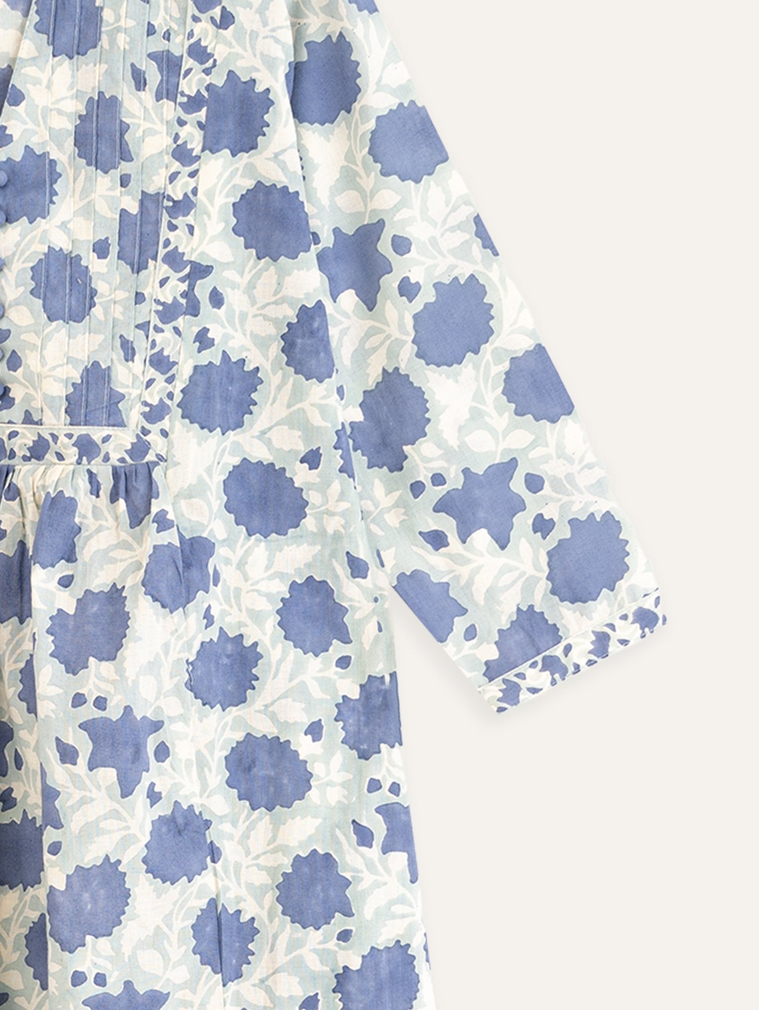 Hridya Cotton Block Printed A - Line Kurta - AINA