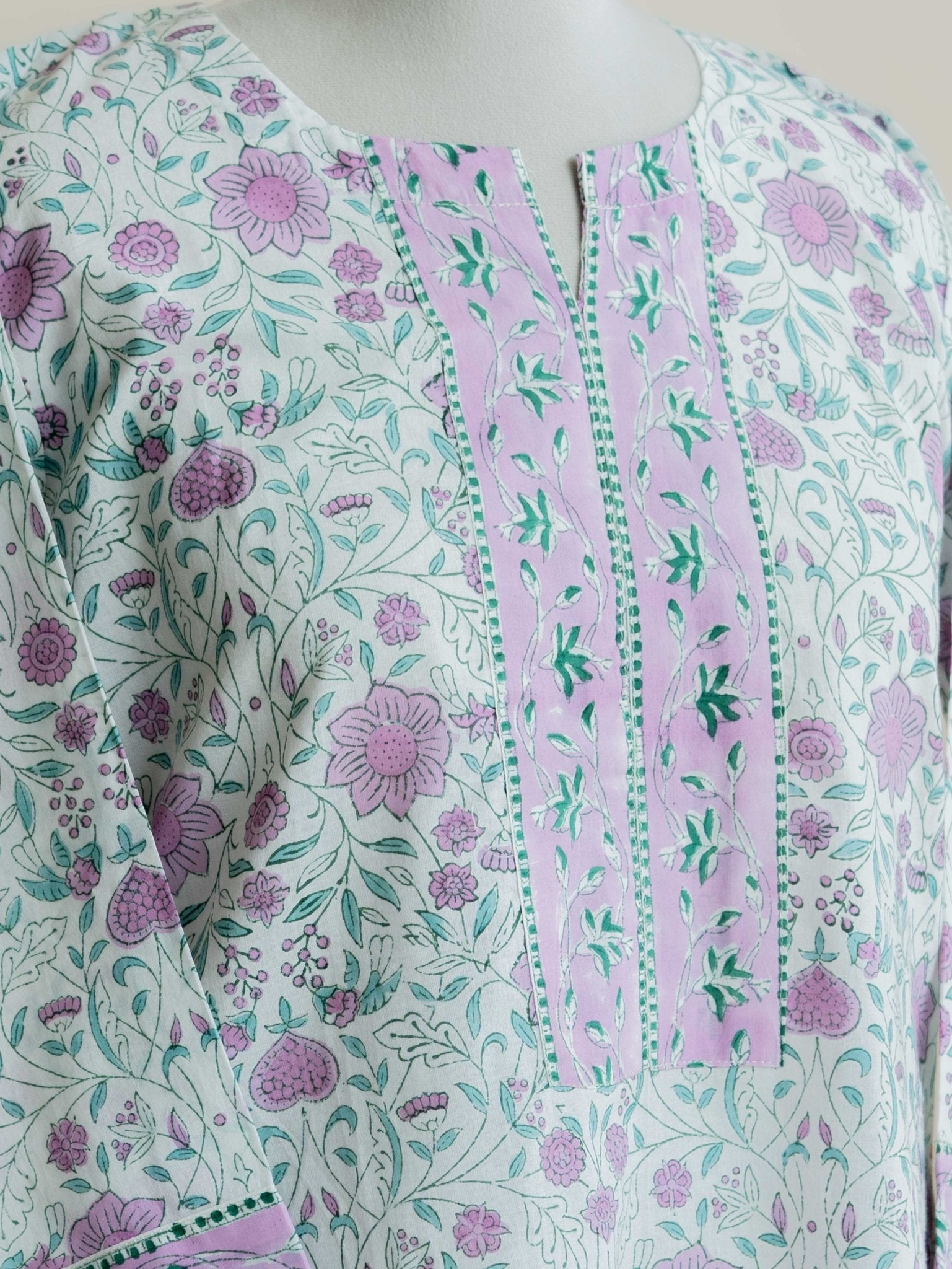 Huda Cotton Block Printed Straight Kurta - AINA