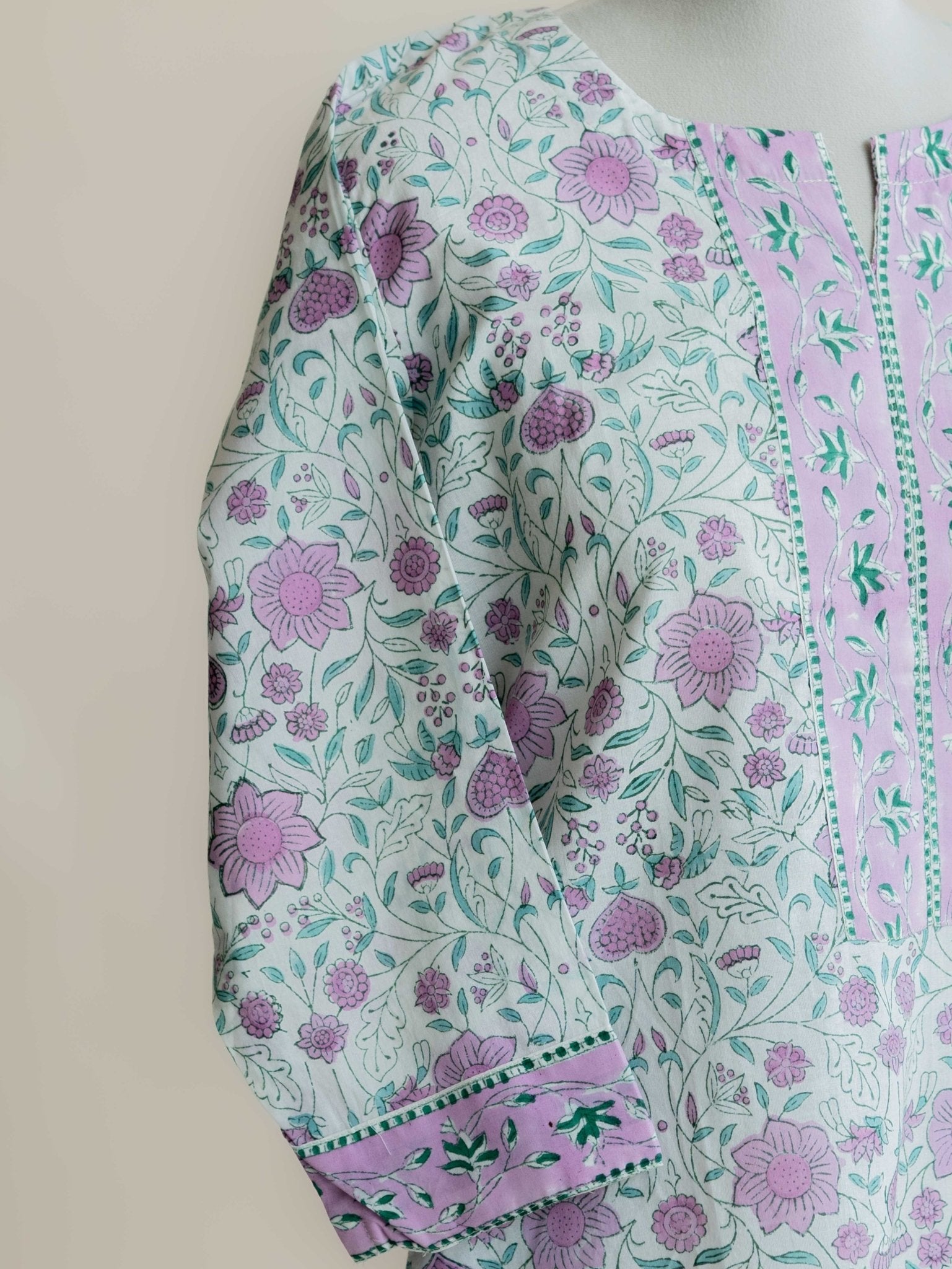 Huda Cotton Block Printed Straight Kurta - AINA