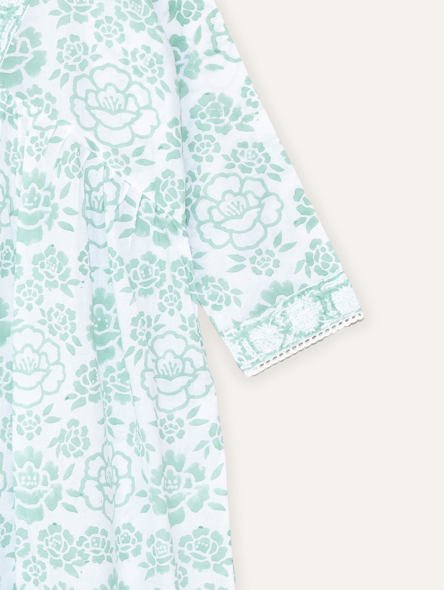 Huma Cotton Block Printed A Line Kurta - AINA