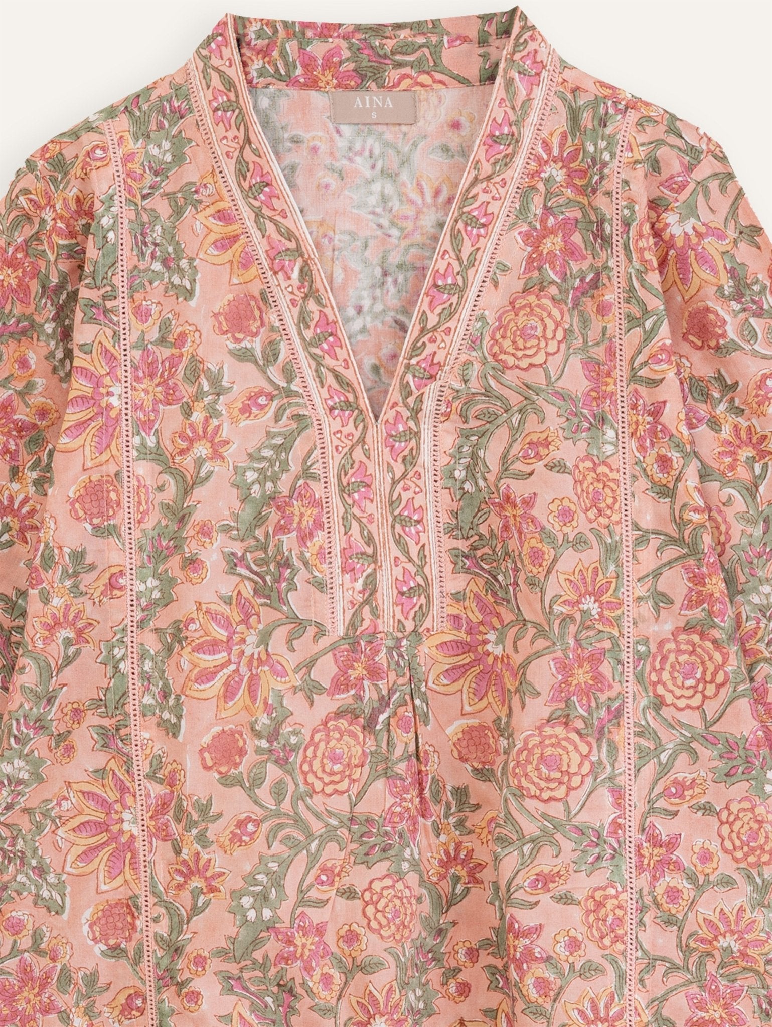 Humera Cotton Block Printed A - Line Kurta - AINA